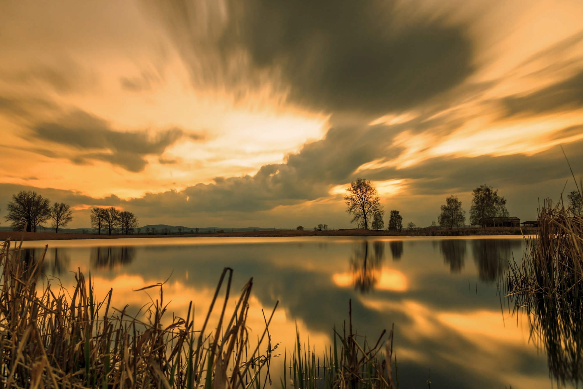 Papermoon Fototapete "SOMMER-SEE-SONNENUNTERGANG SEE BÄUME LANDSCHAFT HIMME günstig online kaufen