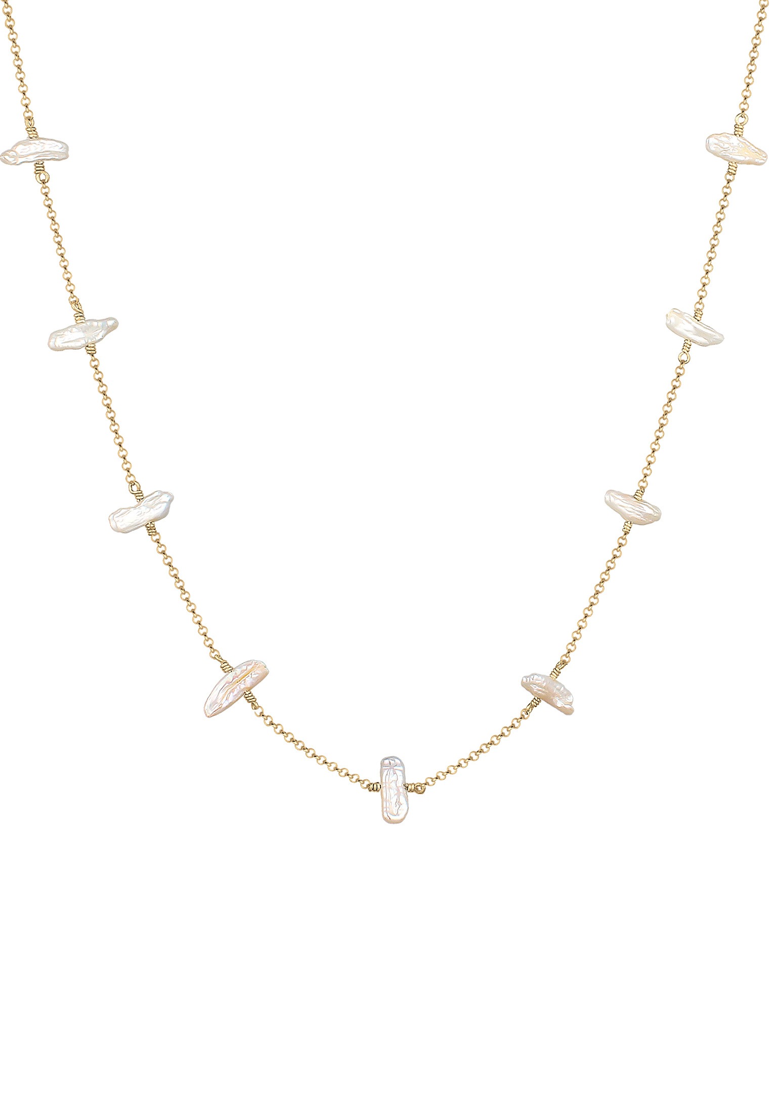 Elli Perlenkette »Süßwasserzuchtperle Barock Natur Edel 925 Silber«