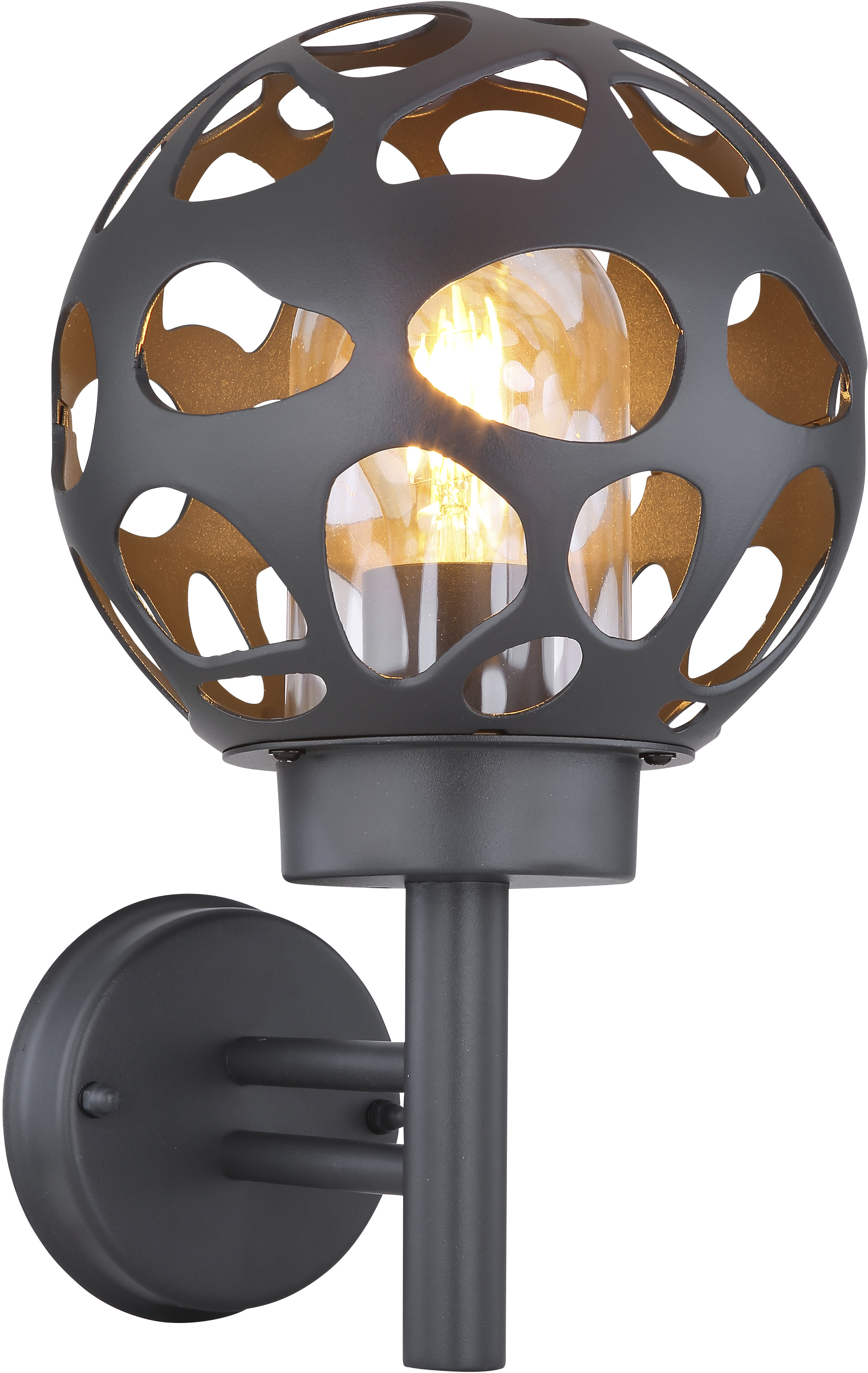 GLOBO LIGHTING Außen-Wandleuchte "HILARIO" E27 1 Stk. Außenleuchte Edelstahl anthrazit, wetterfest, IP44