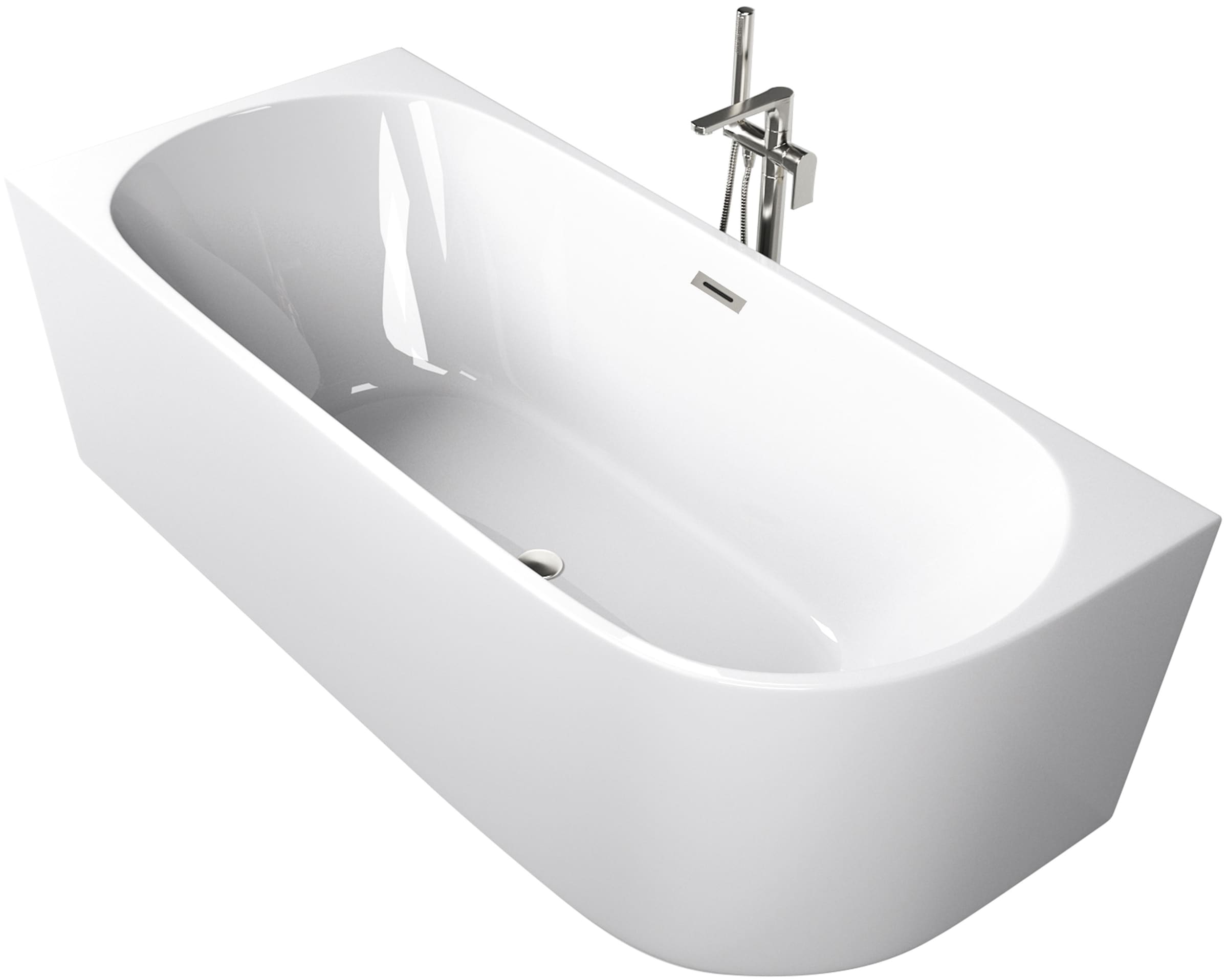 Badewanne SANOTECHNIK, B:160cm H:56cm T:75cmweiß, Acryl, Badewannen, "LUMA", 160cm, Acryl Badewanne rechts