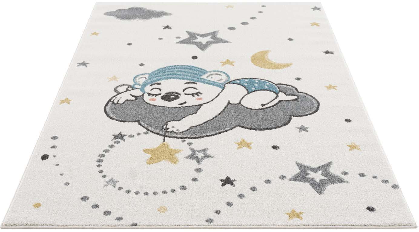 Carpet City Kinderteppich "Anime9385", rechteckig, 11 mm Höhe, Babyteppich, Sterne, Mond, Nachthimmel, Weicher Flor, Pfl