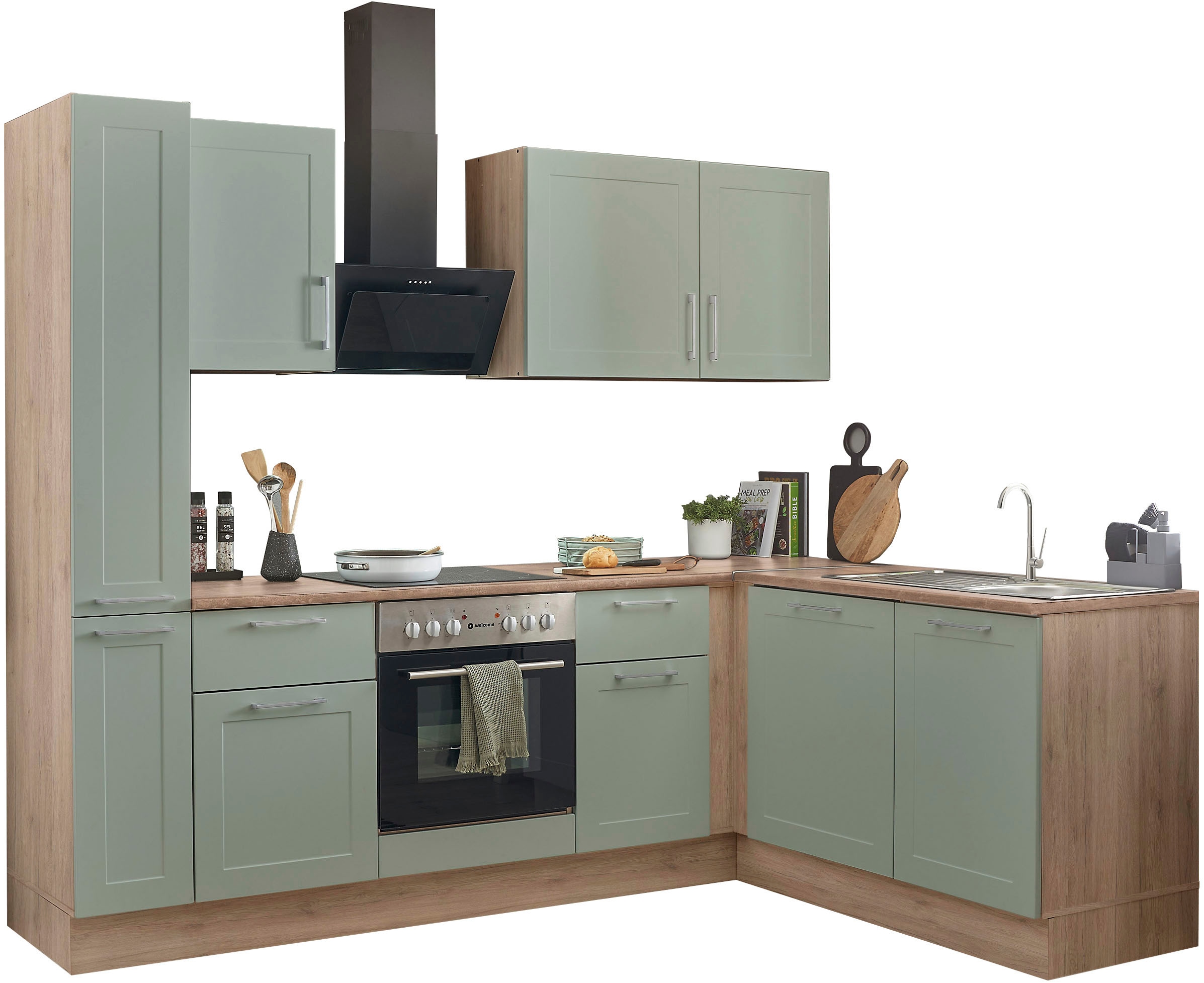 Küche »Marsi«, Stellmaße 250x175 cm, wahlweise mit E-Geräten, Soft-Close-Funktion