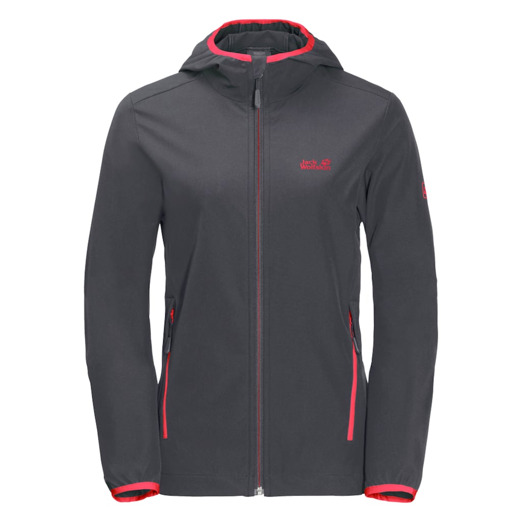 Jack Wolfskin Softshelljacke »TURBULENCE JACKET WOMEN«, mit Kapuze