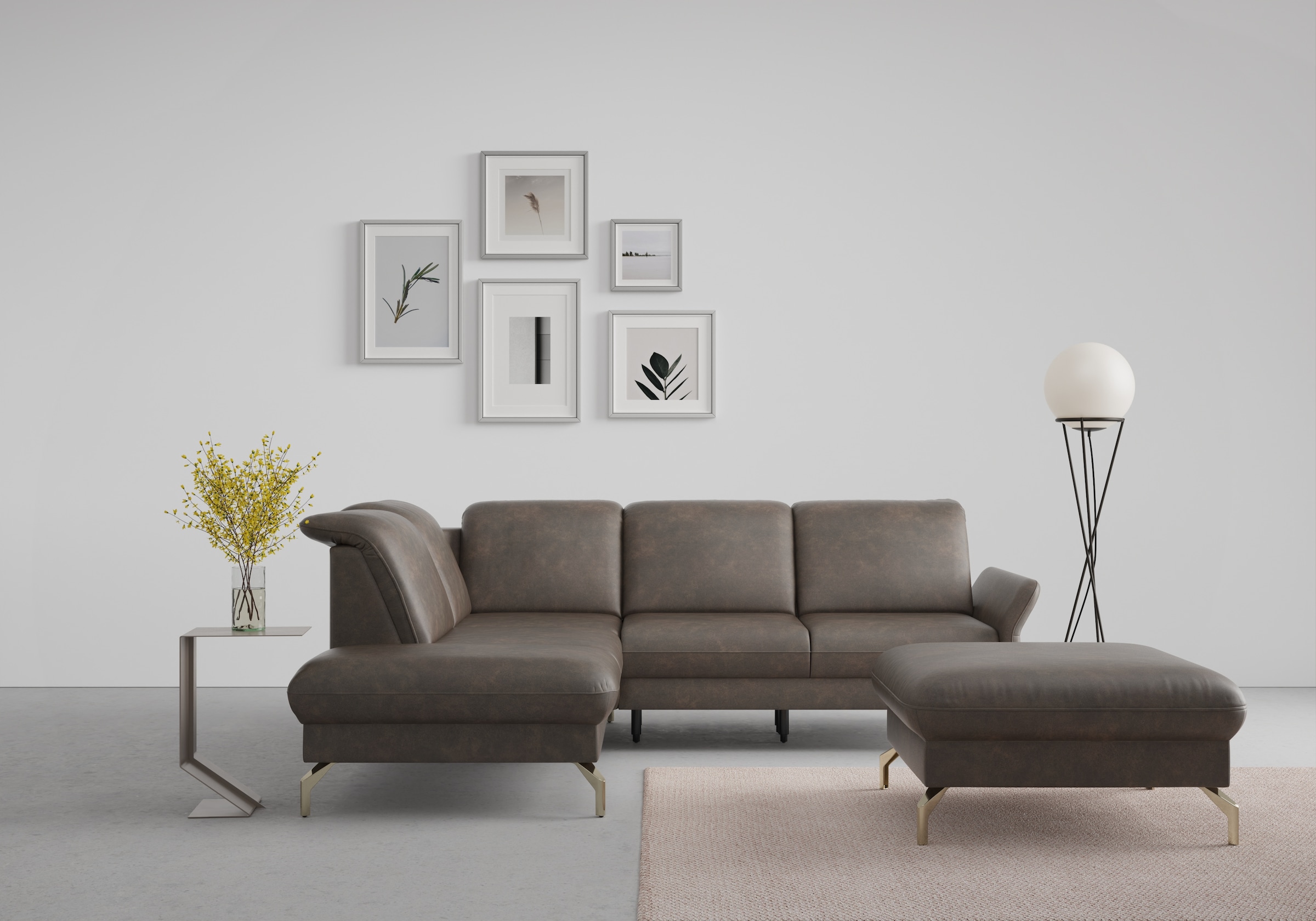 sit&more Ecksofa "Fashion L-Form" wahlweise mit Kopfteilverstellung, Vorziehsitz, motorisch, Nickelfüße