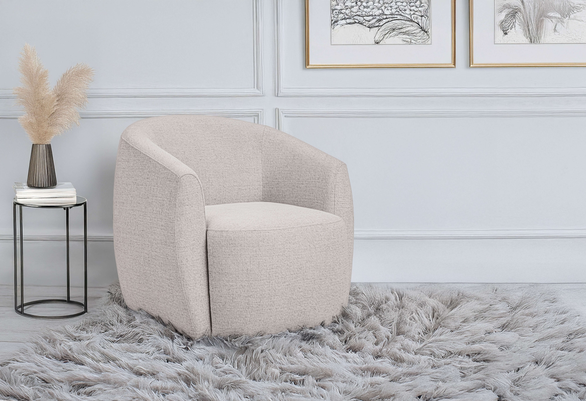 andas Drehsessel »Vallsta«, Breite 85 cm, Chenille oder Boucle Stoff, Drehfunktion verfügbar