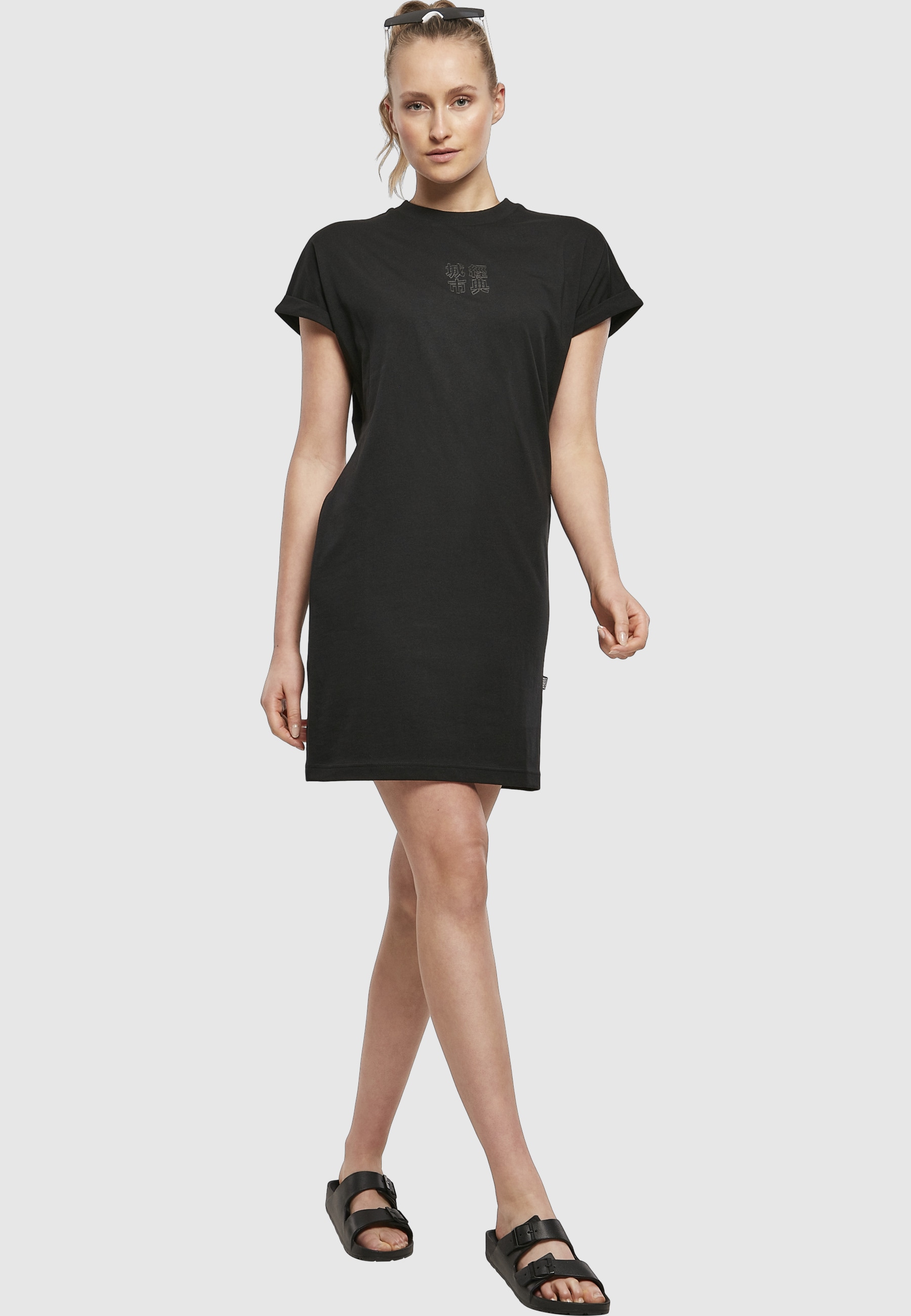 URBAN CLASSICS Shirtkleid »Urban Classics Damen Ladies Cut On Sleeve Printed Tee Dress« 1 Stk. tlg.