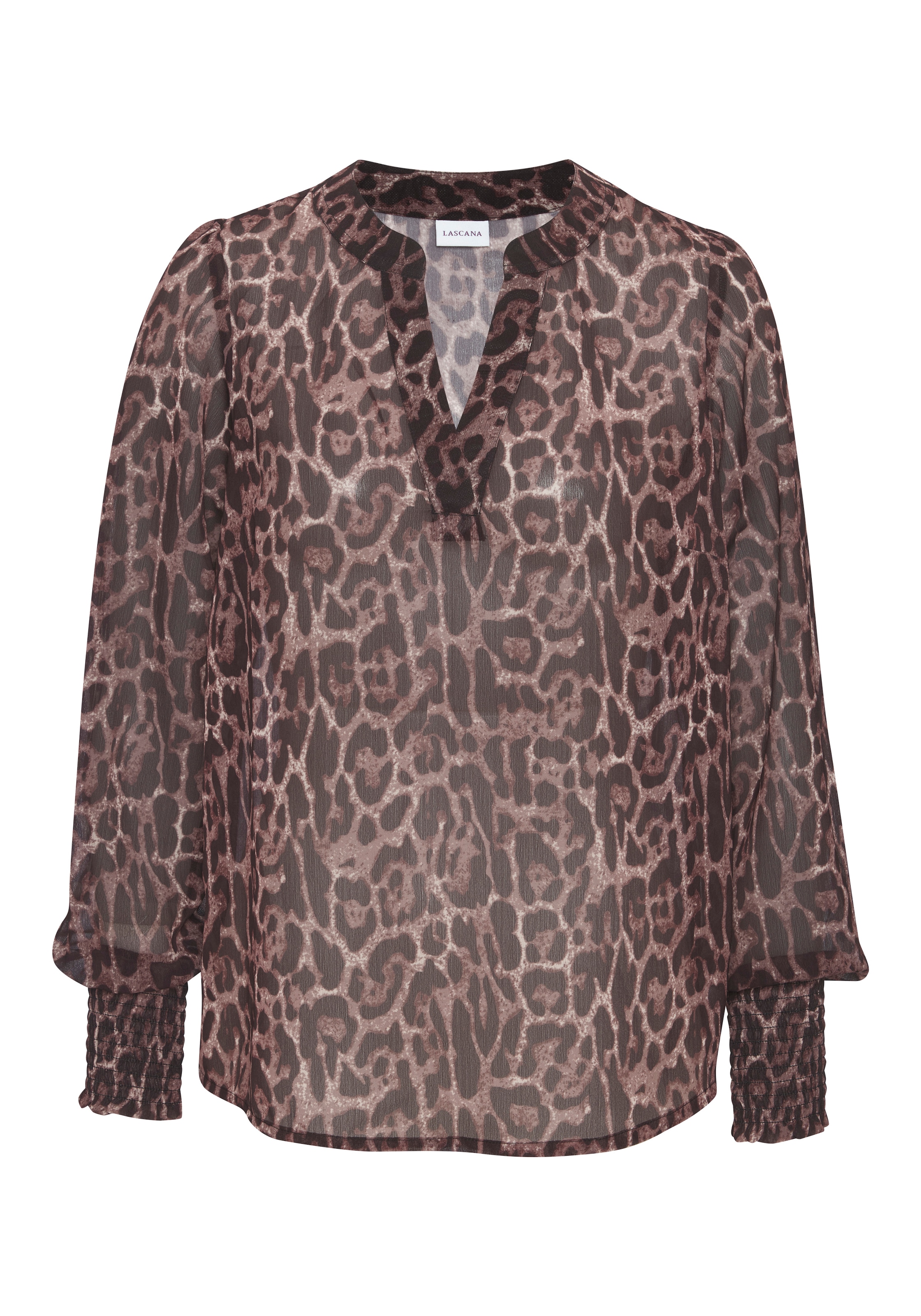 LASCANA Chiffonbluse mit Leodruck und V-Ausschnitt, Damenbluse, elegant-chic