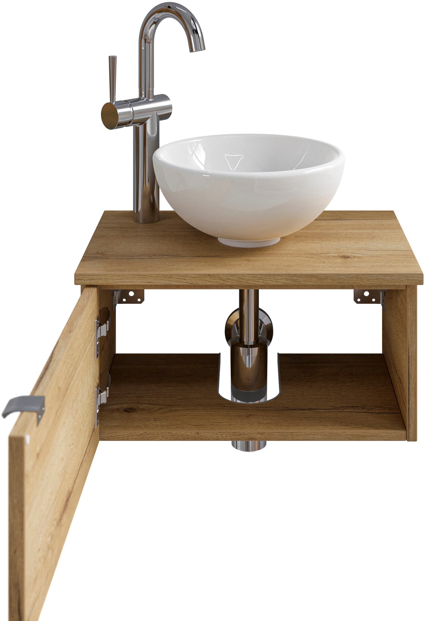 Saphir Waschtisch »Serie 6915 Waschschale mit Unterschrank für Gästebad, Gäste WC«, 51 cm breit, 1 Tür, Waschtischplatte, kleine Bäder, ohne Armatur