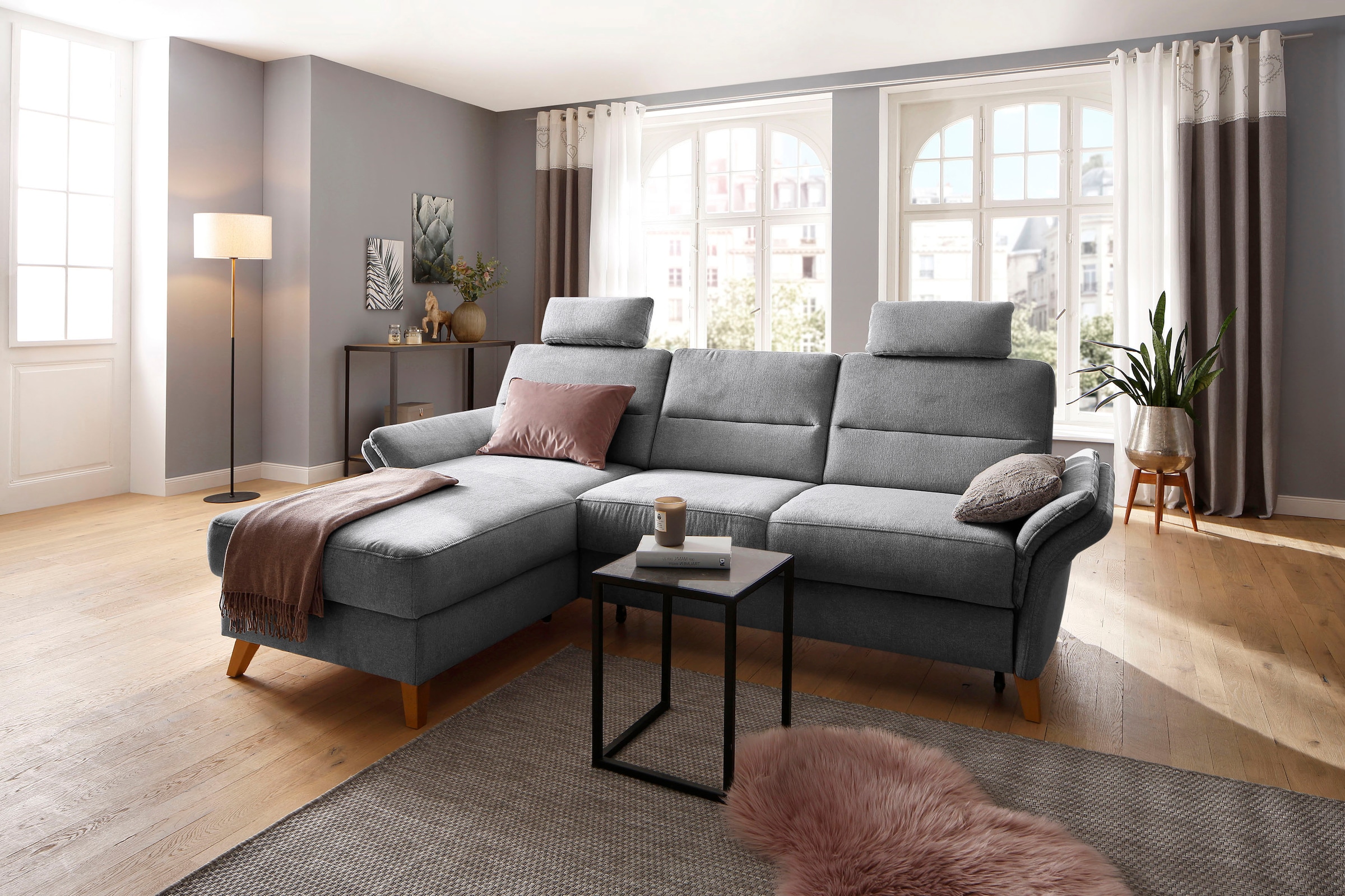 OTTO home Ecksofa "Westerland L-Form" Federkern-Polsterung, wahlweise mit Schlaffunktion, Bettkasten