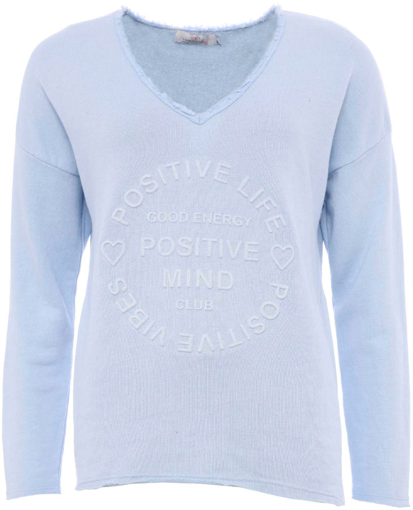 Zwillingsherz Sweatshirt ""Positive Mind"", ausgefranster V-Ausschnitt, Use günstig online kaufen