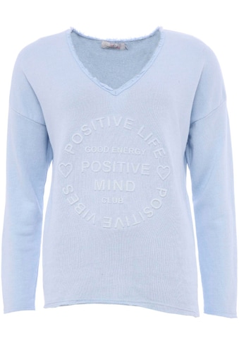 Zwillingsherz Sweatshirt, V-Ausschnitt im Used-Look leicht ausgefranst kaufen