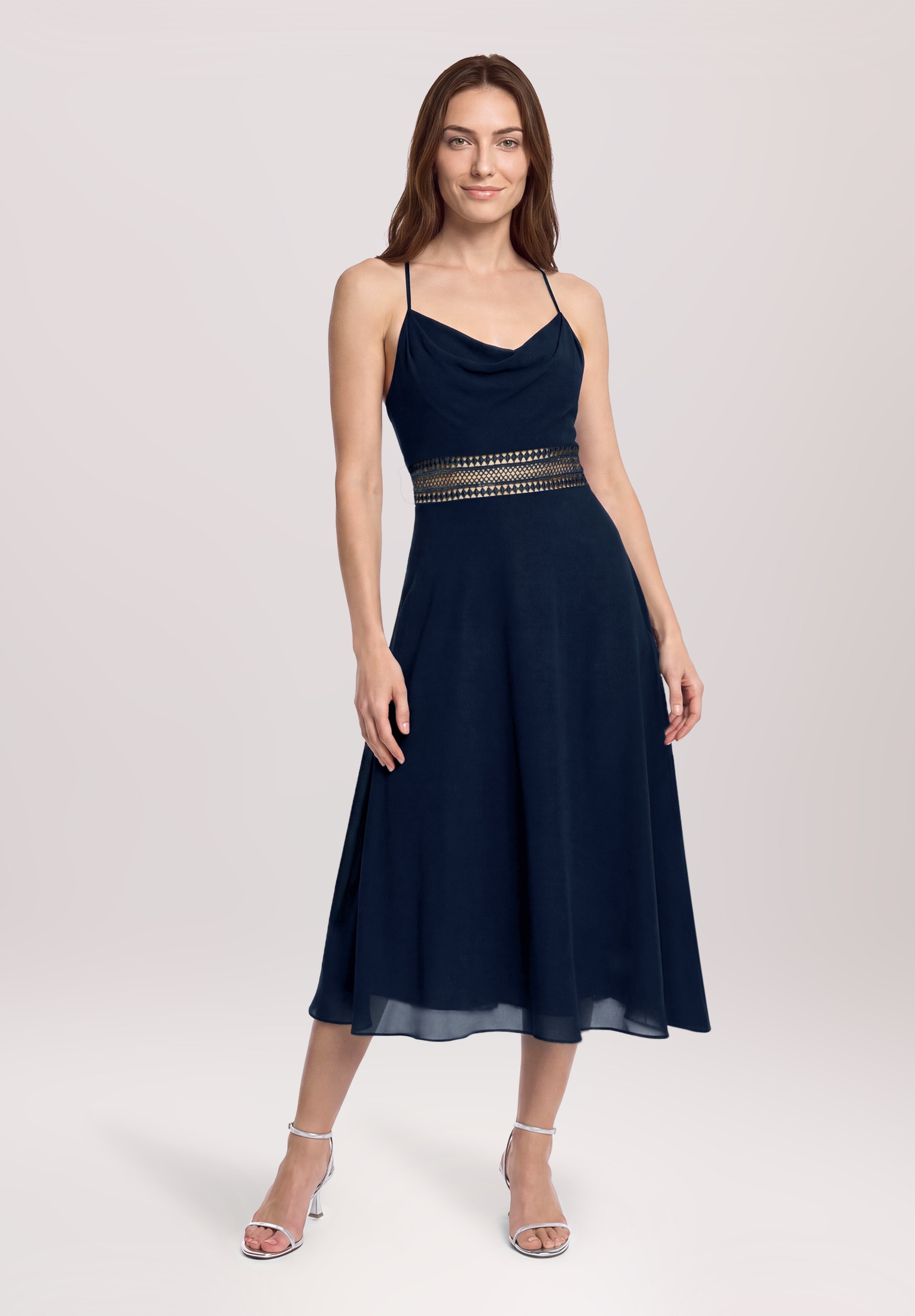 Vera Mont Cocktailkleid »Damen mit Wasserfallausschnitt« Ohne Tasche Stickerei