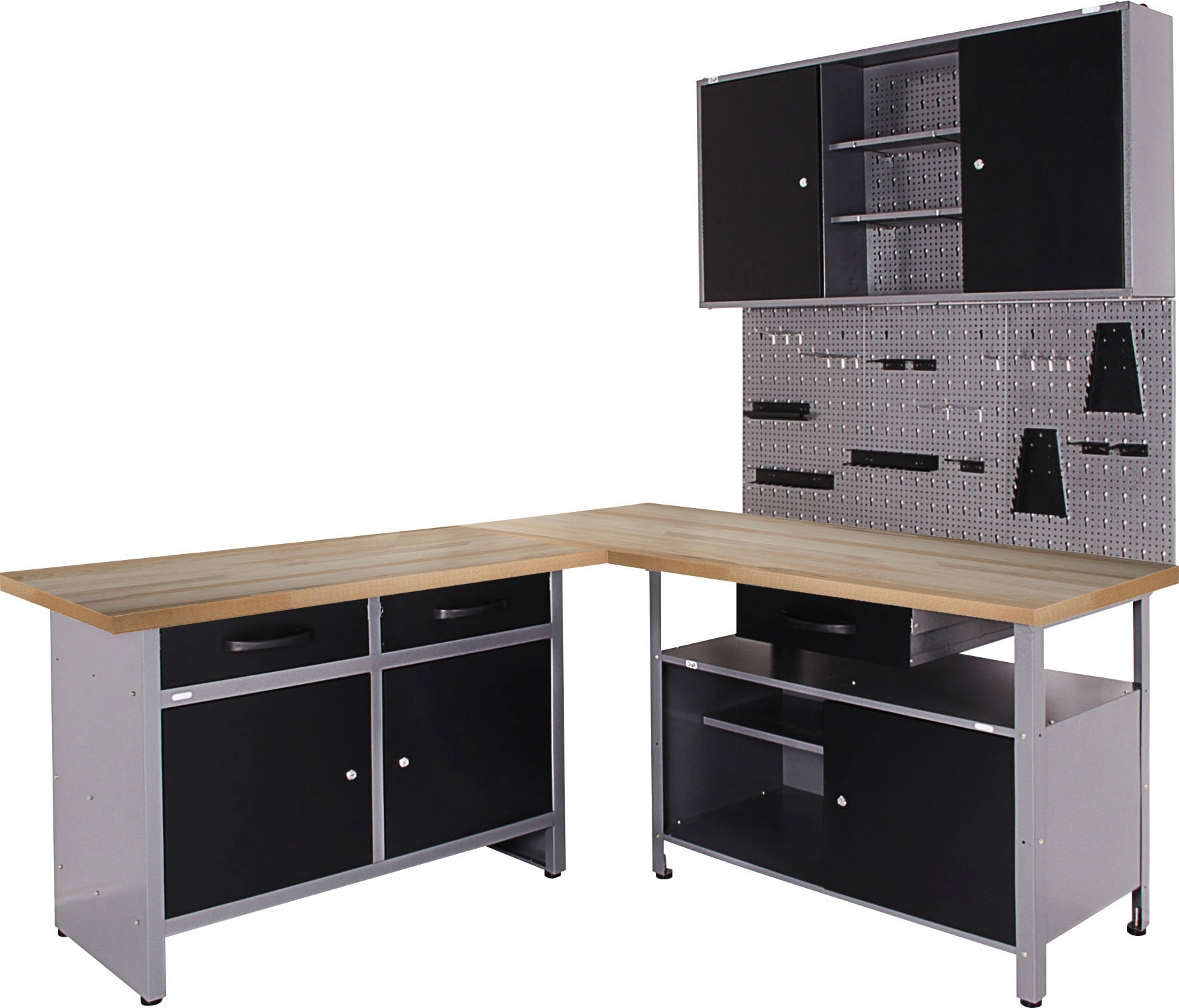 ONDIS24 Werkstatt-Set »Basic One«, BAUR 2x auf 3x Lochwand Werkstattschrank, 1x Rechnung Werkbank, 