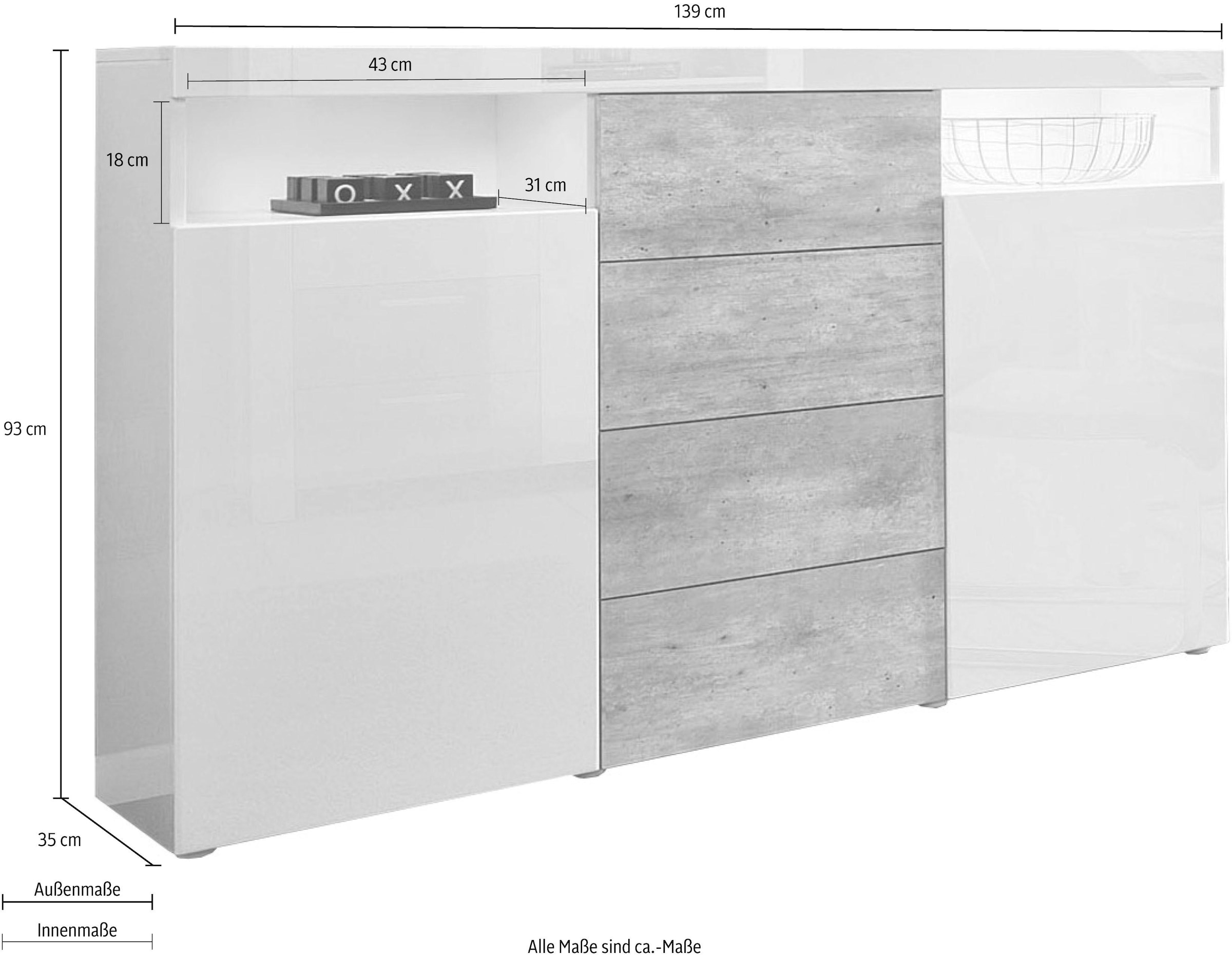 borchardt Möbel Highboard »Kapstadt«, Breite 139 cm