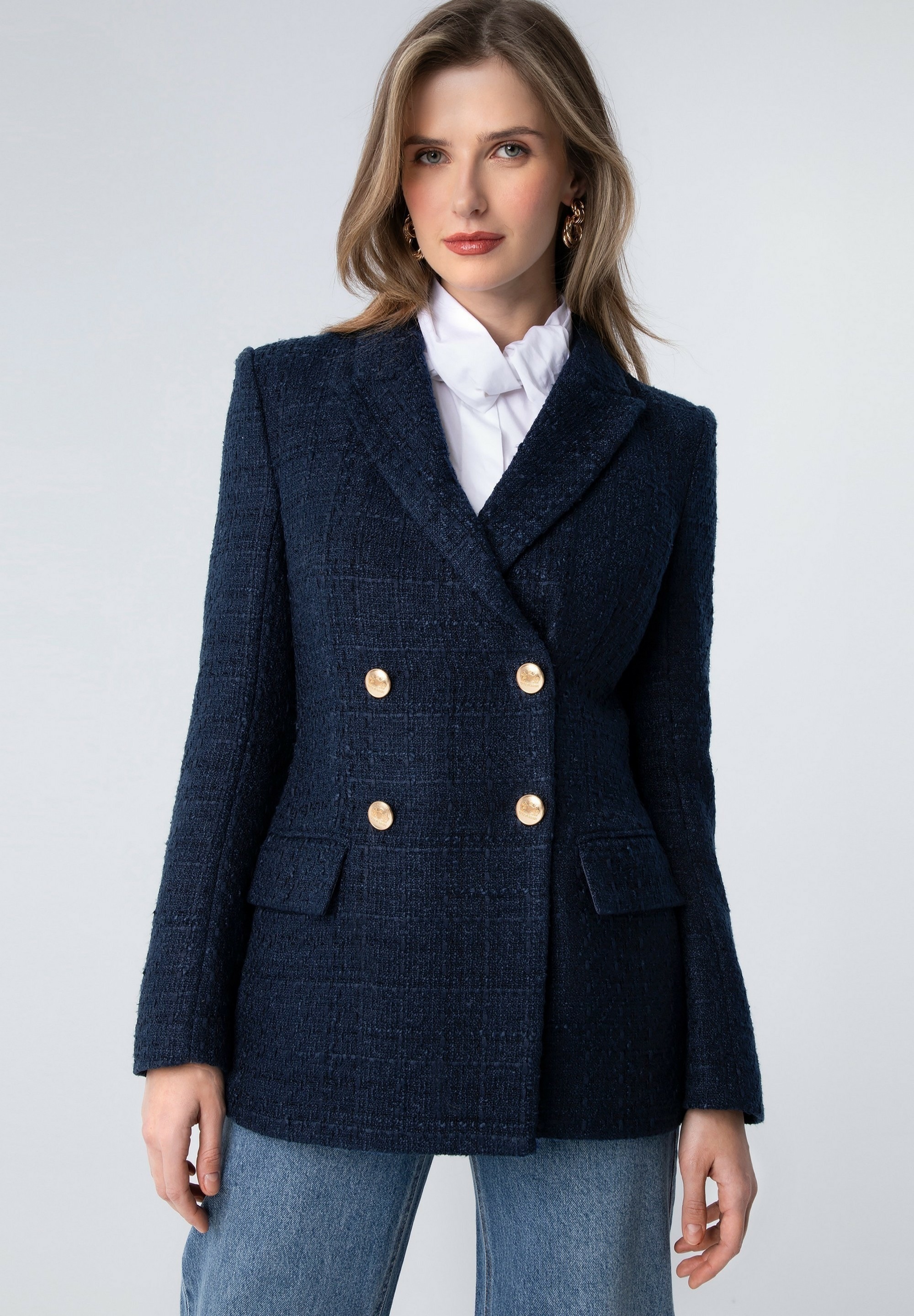 WITTCHEN Longblazer »Modern Classics«, WITTCHEN Damenblazer aus Boucle-Stoff
