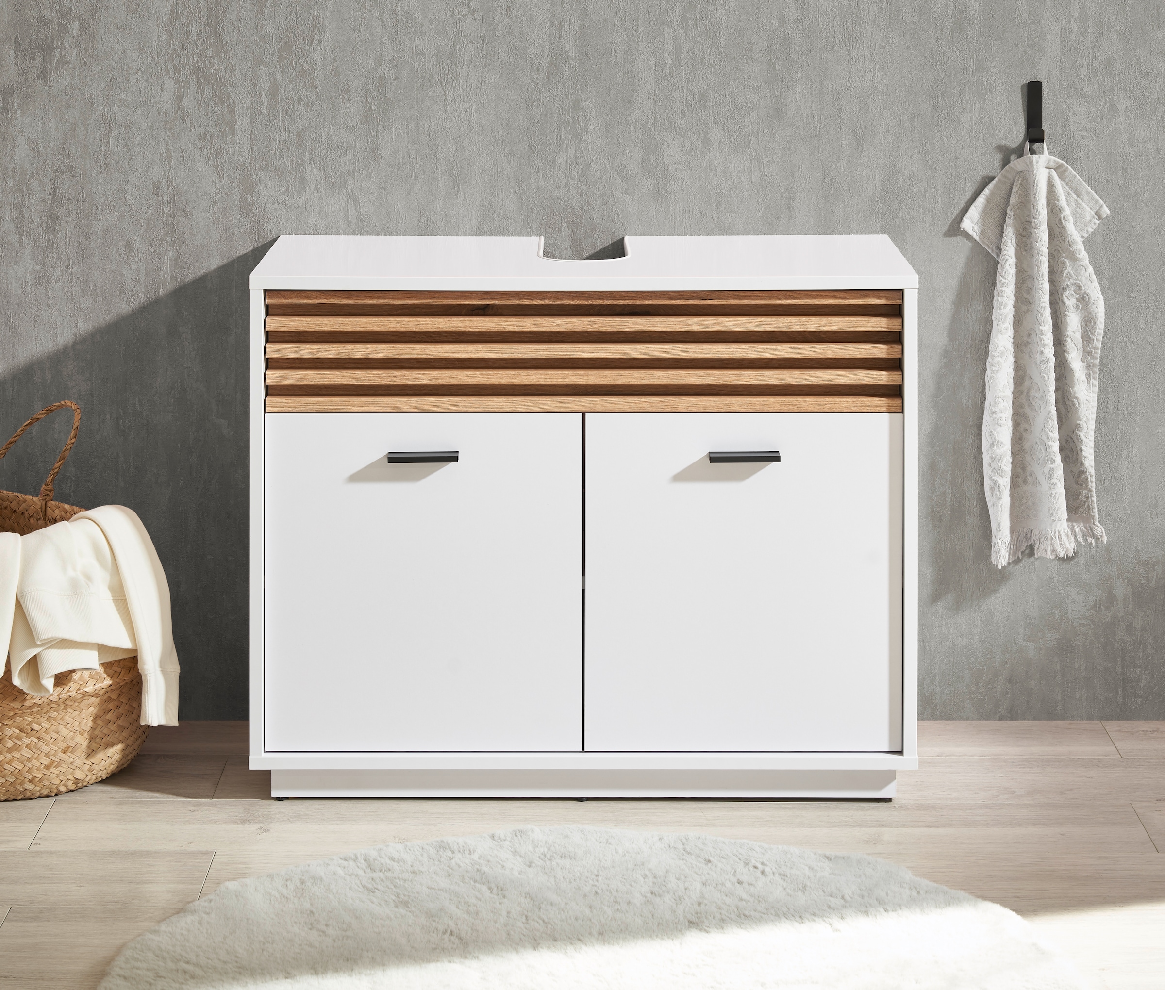 BASIC by Balculina Waschbeckenunterschrank »Liguria B/H/T 80x64x40 cm« 1 Stk. tlg. Breite 80cm, Unterflurauszug, FSC-Mix 70%