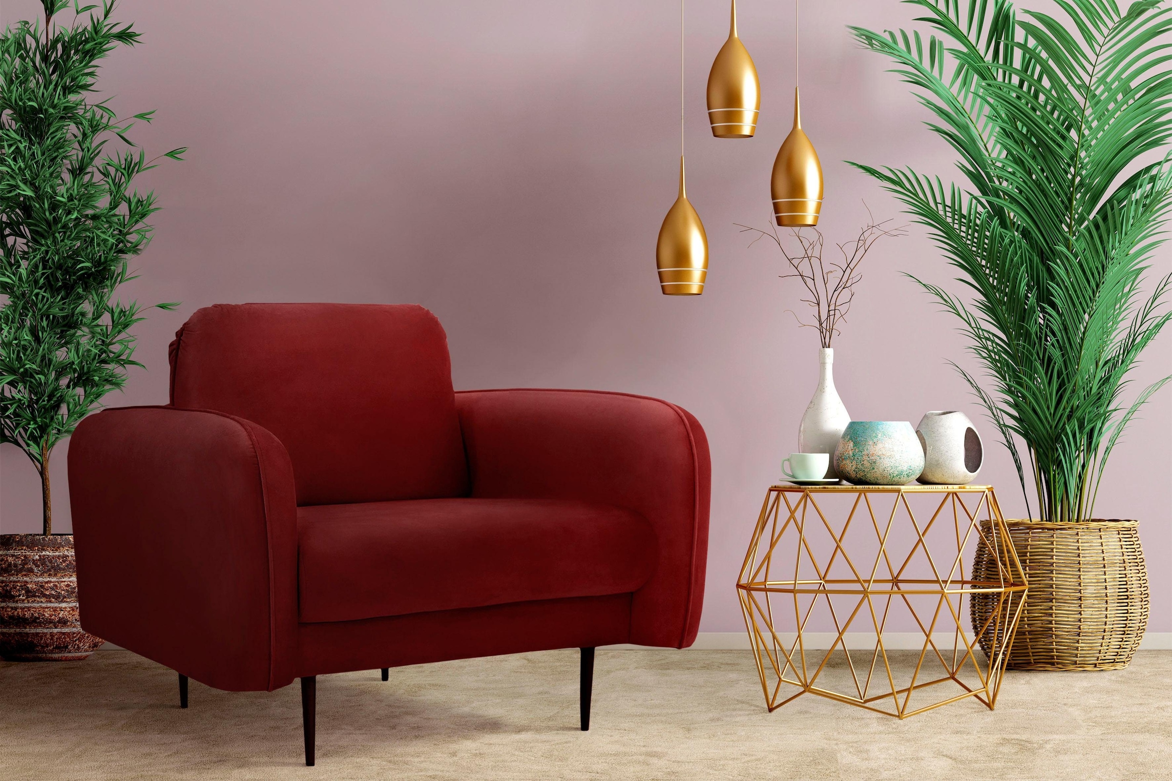 Home affaire Sessel "Skidi" mit losem Rückenkissen und Keder oben auf der A günstig online kaufen