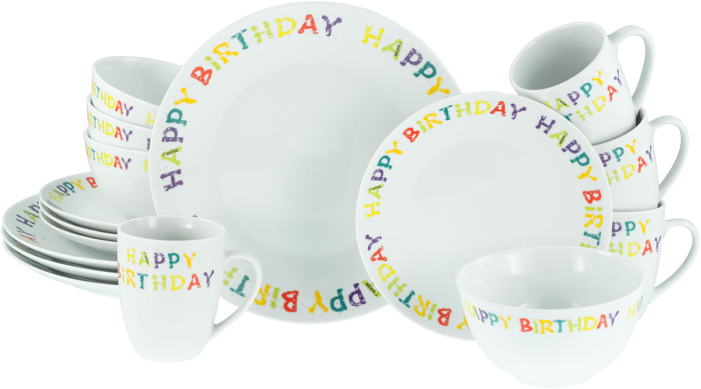 CreaTable Kombiservice "Happy Birthday, Kombi-Service 16-tlg." Fröhliches b günstig online kaufen