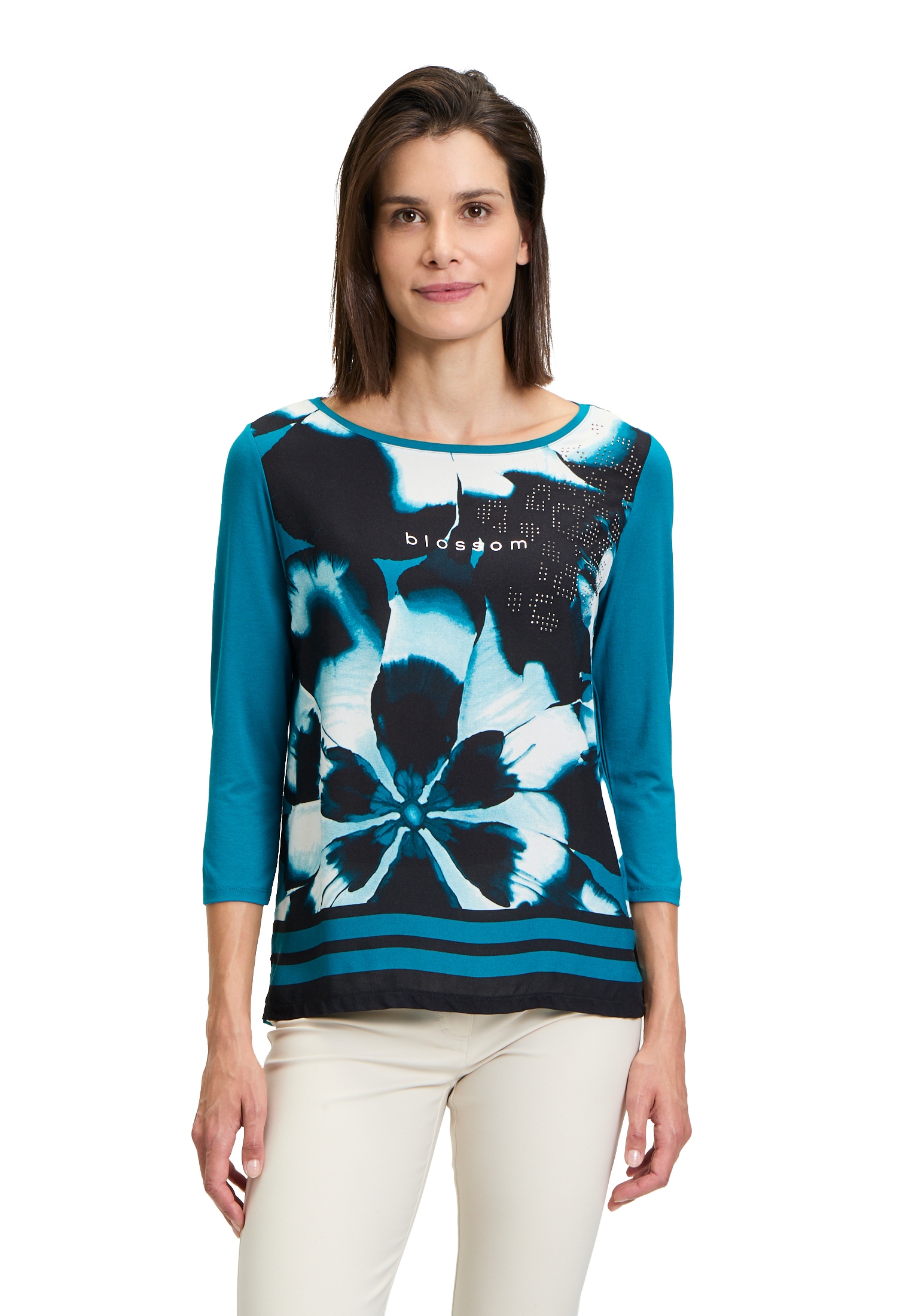 Betty Barclay 3/4-Arm-Shirt "Betty Barclay Blusenshirt mit Aufdruck", Glitzersteine