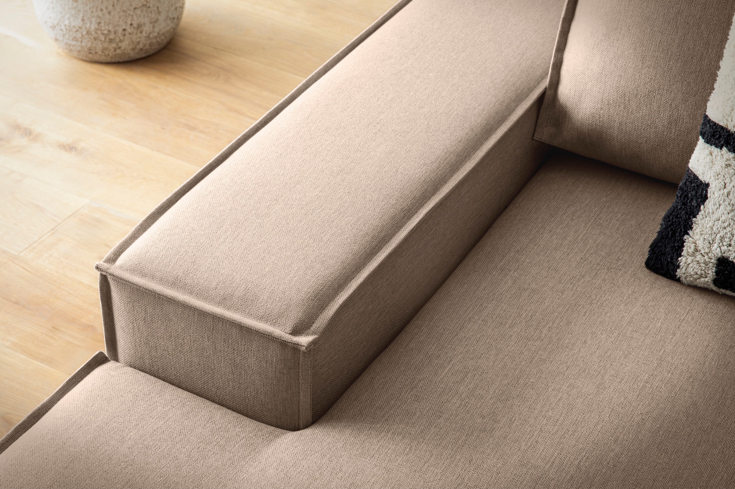 Home affaire Ecksofa »SHERWOOD, Schlafsofa in L-Form offen (275cm), Cord, Leinenoptik«, Schlaffunktion und Bettkasten, Kedernaht, hoher Sitz- & Liegekomfort