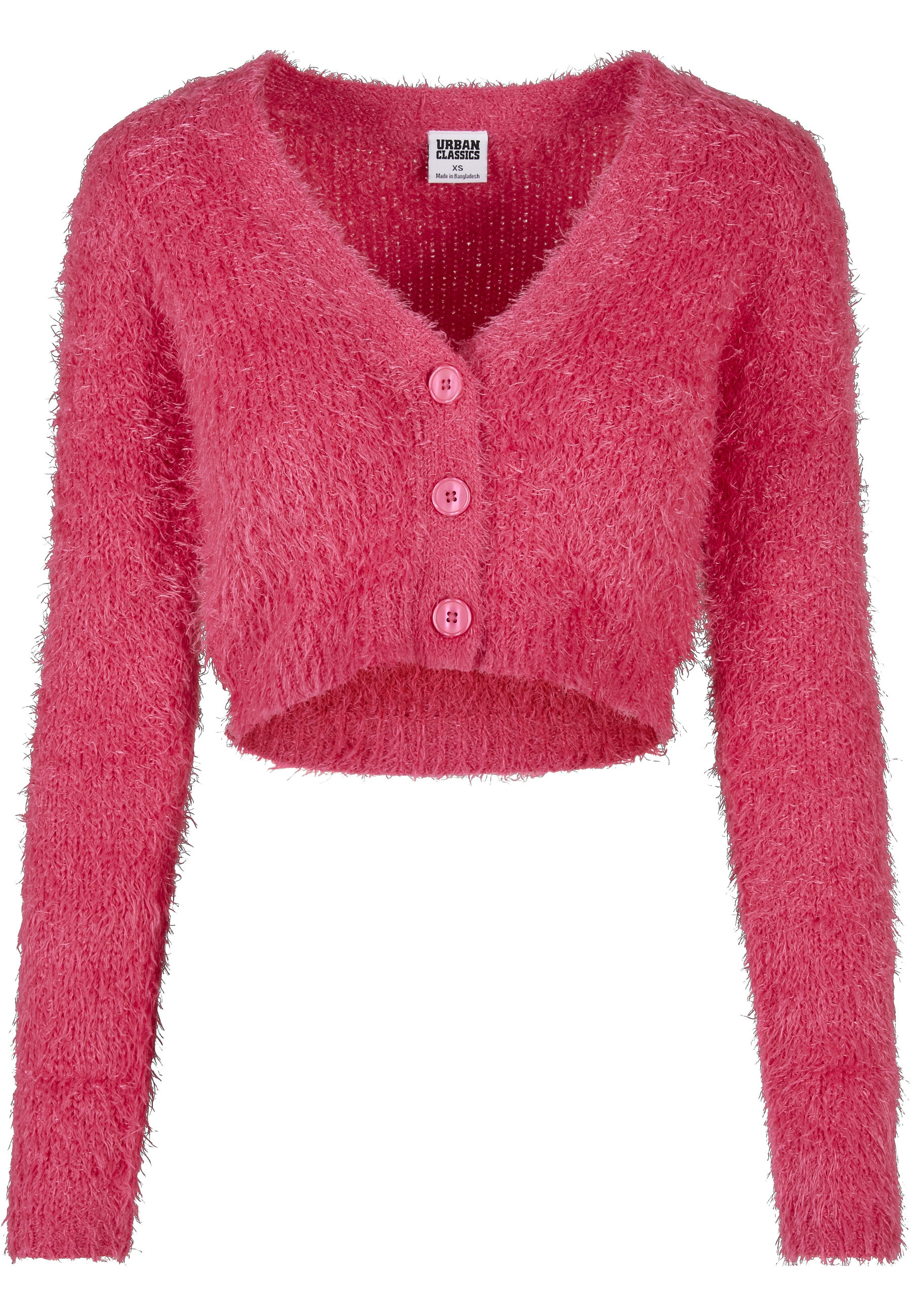 URBAN CLASSICS Cardigan "Urban Classics Damen Ladies Cropped Feather Cardigan" 1 Stk.