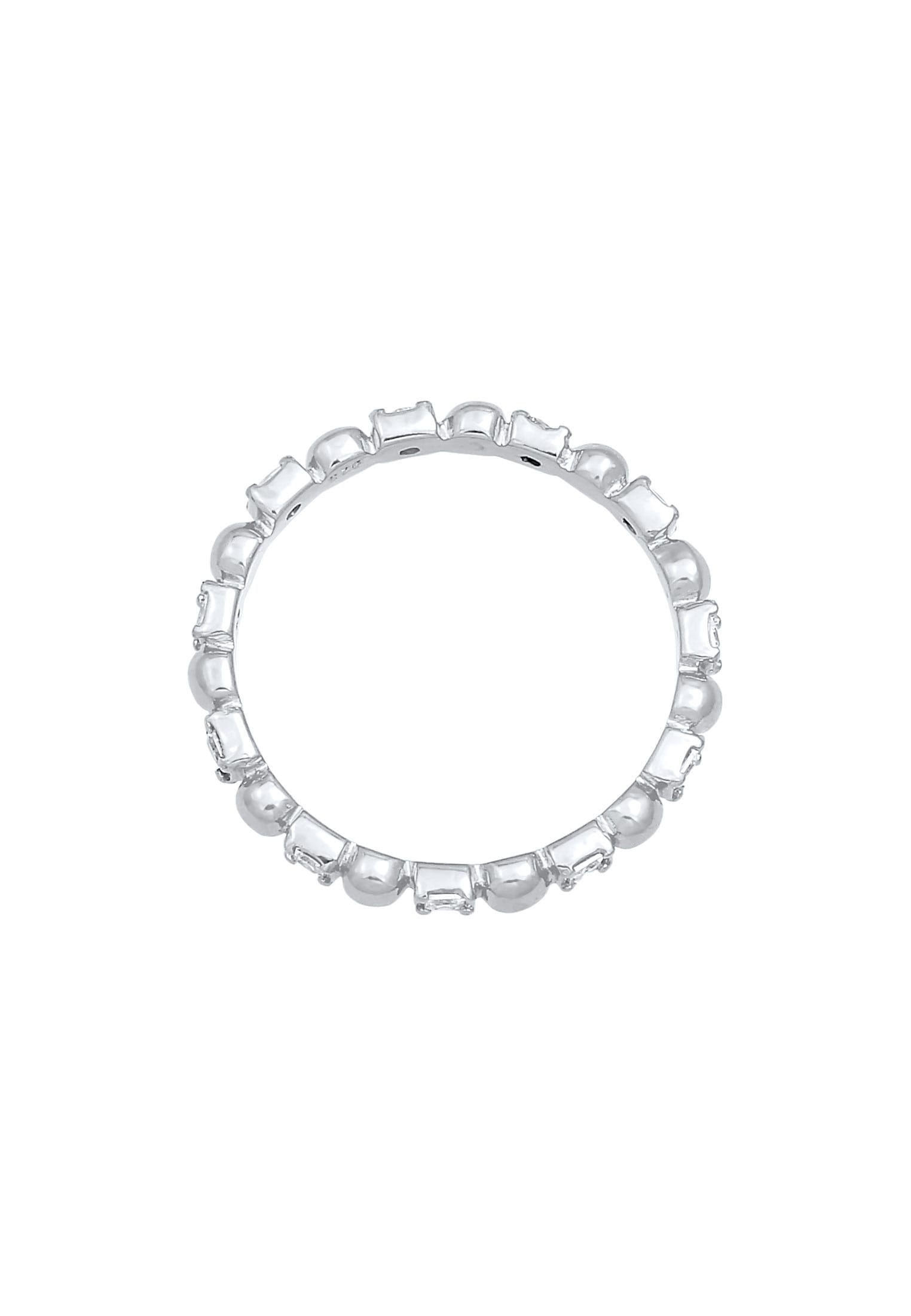 Elli Fingerring »Bandring Kugel Zirkonia Viereck 925 Silber«