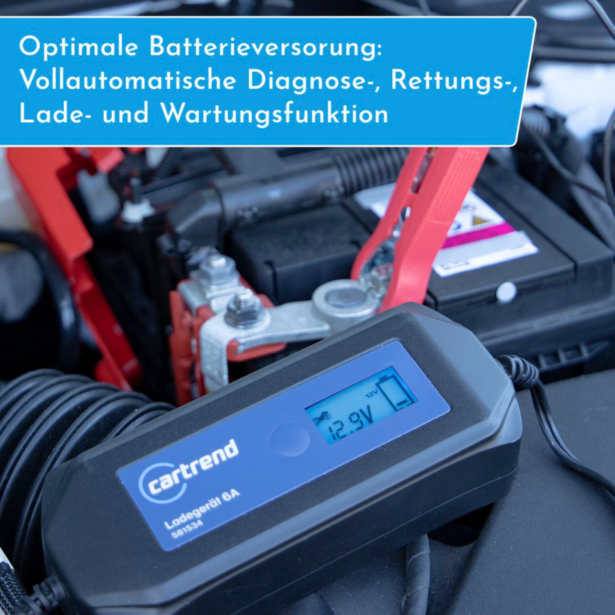 Thumbnail - Cartrend Autobatterie-Ladegerät "Batterieladegerät DP6.1 mit Mikroprozessor-Technologie 6V/12V, 6A"
