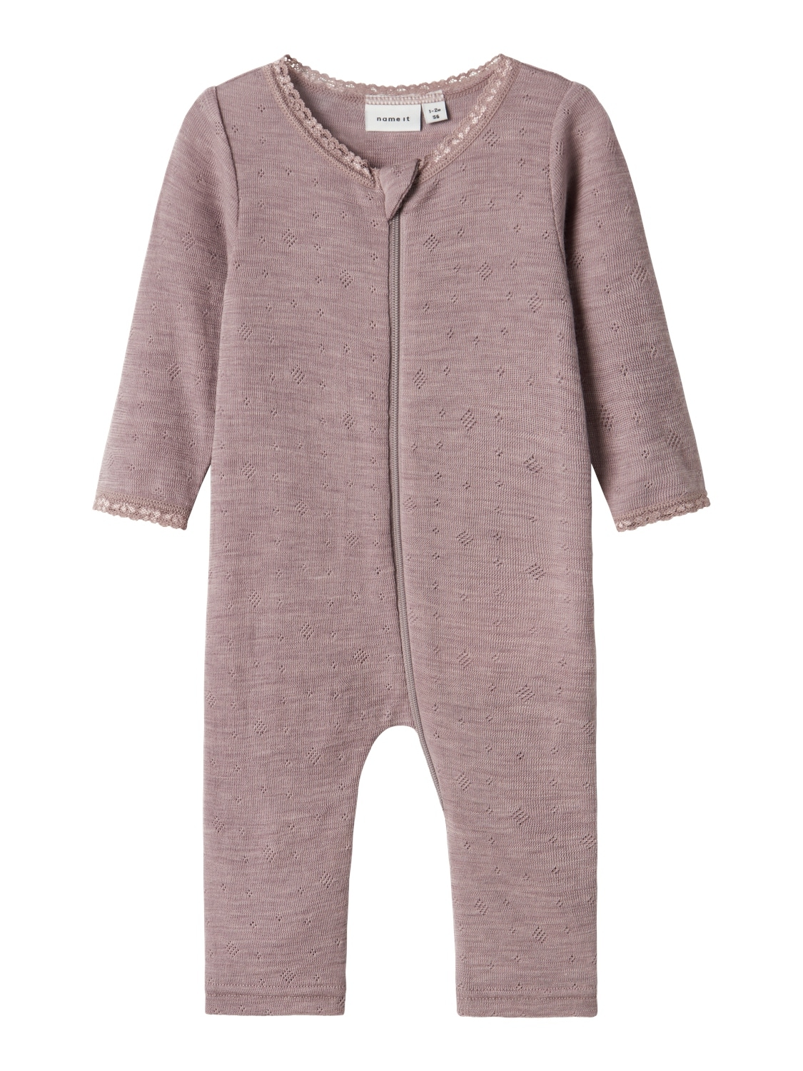 Name It Schlafanzug "NBFWANG WOOL NEEDLE NIGHTSUIT SOLID NOOS", aus reiner Merinowolle