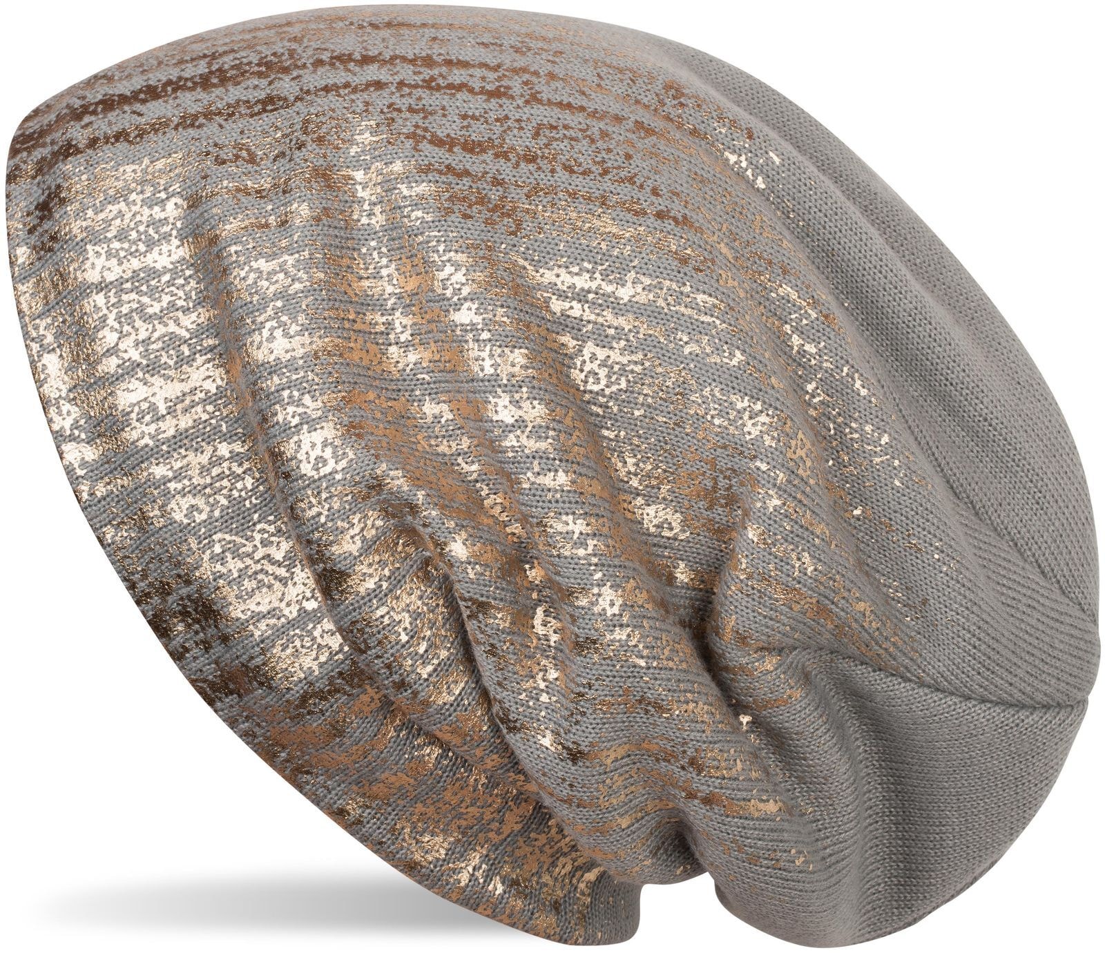 styleBREAKER Strickmütze "Feinstrick Beanie mit Metallic Print" 1 Stk.