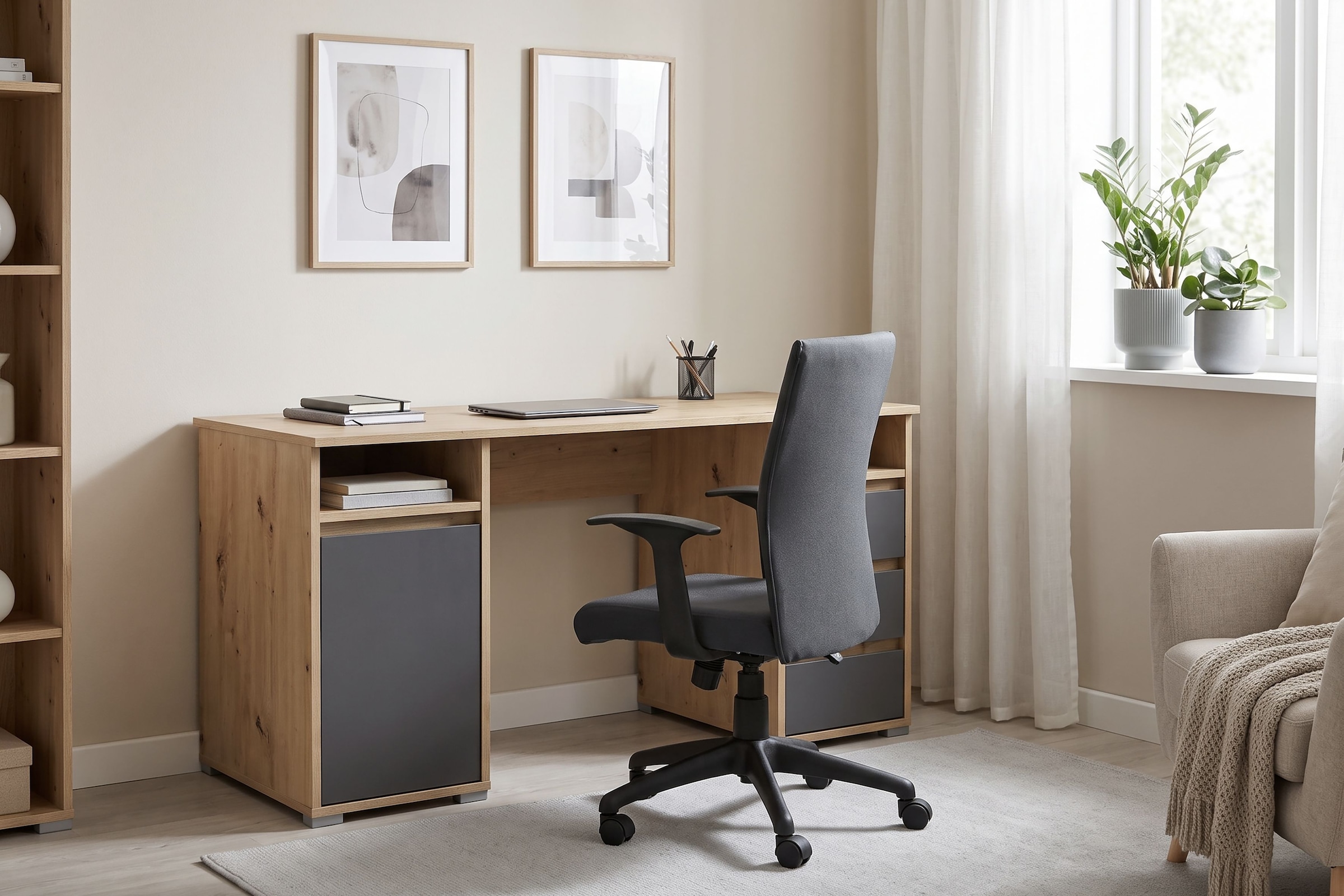 OTTO home Schreibtisch »Leeds« Breite 138 cm, Computertisch mit Schubladen, im modernen Design