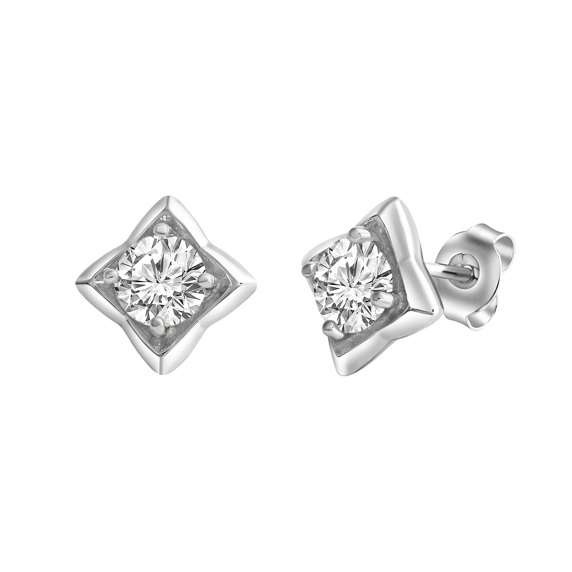 Paar Ohrstecker VIVANCE "925-Sterling Silber rhodiniert Zirkonia", weiß (weiß, weiß), Ohrringe, Damen, one-size, Silber 925 (Sterlingsilber)