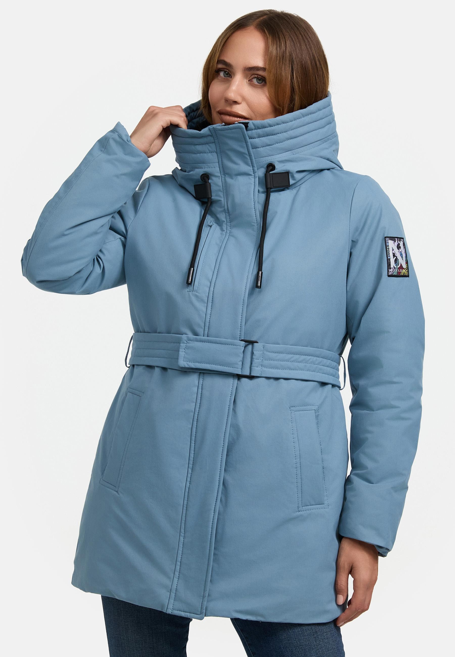 Navahoo Winterjacke »Eishauch 14«, mit Kapuze, Damen Winterparka mit Taillengürtel und Fleece-Kragen