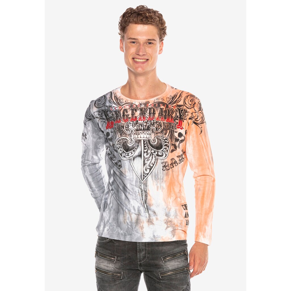 Cipo & Baxx Langarmshirt, mit extravagantem Print