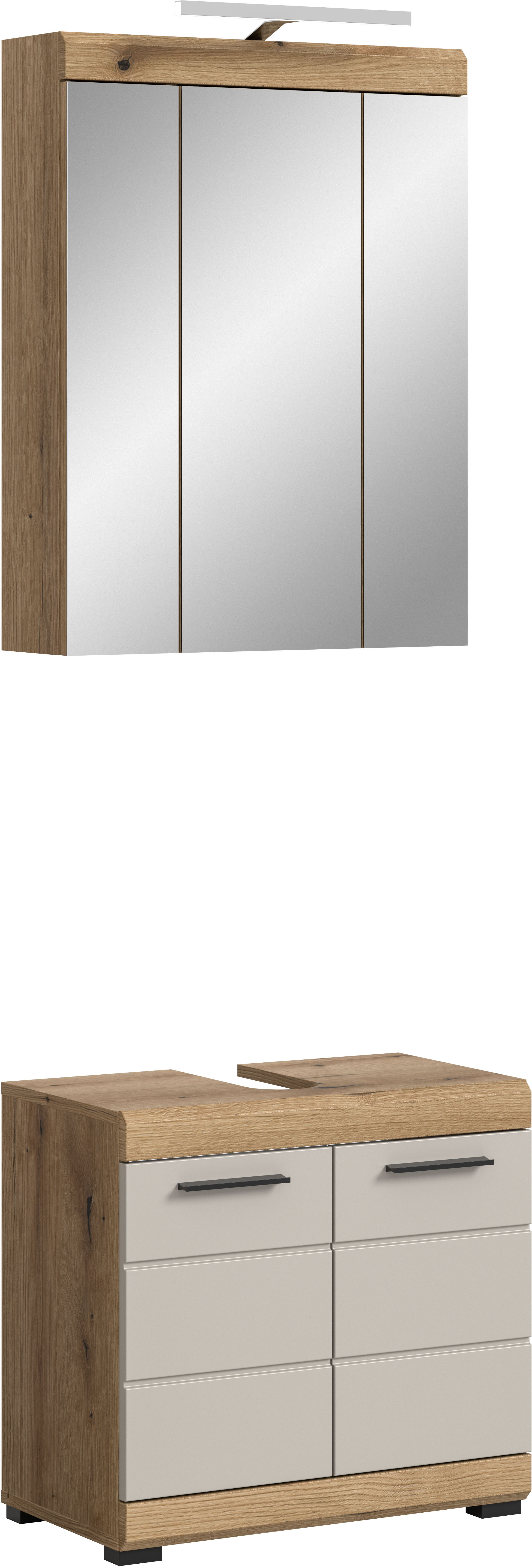 welltime Badmöbel-Set "SIENA, 2 teilig, inklusive LED Beleuchtung, bestehend aus:" Set, TOPSELLER, 2 Stk. tlg.