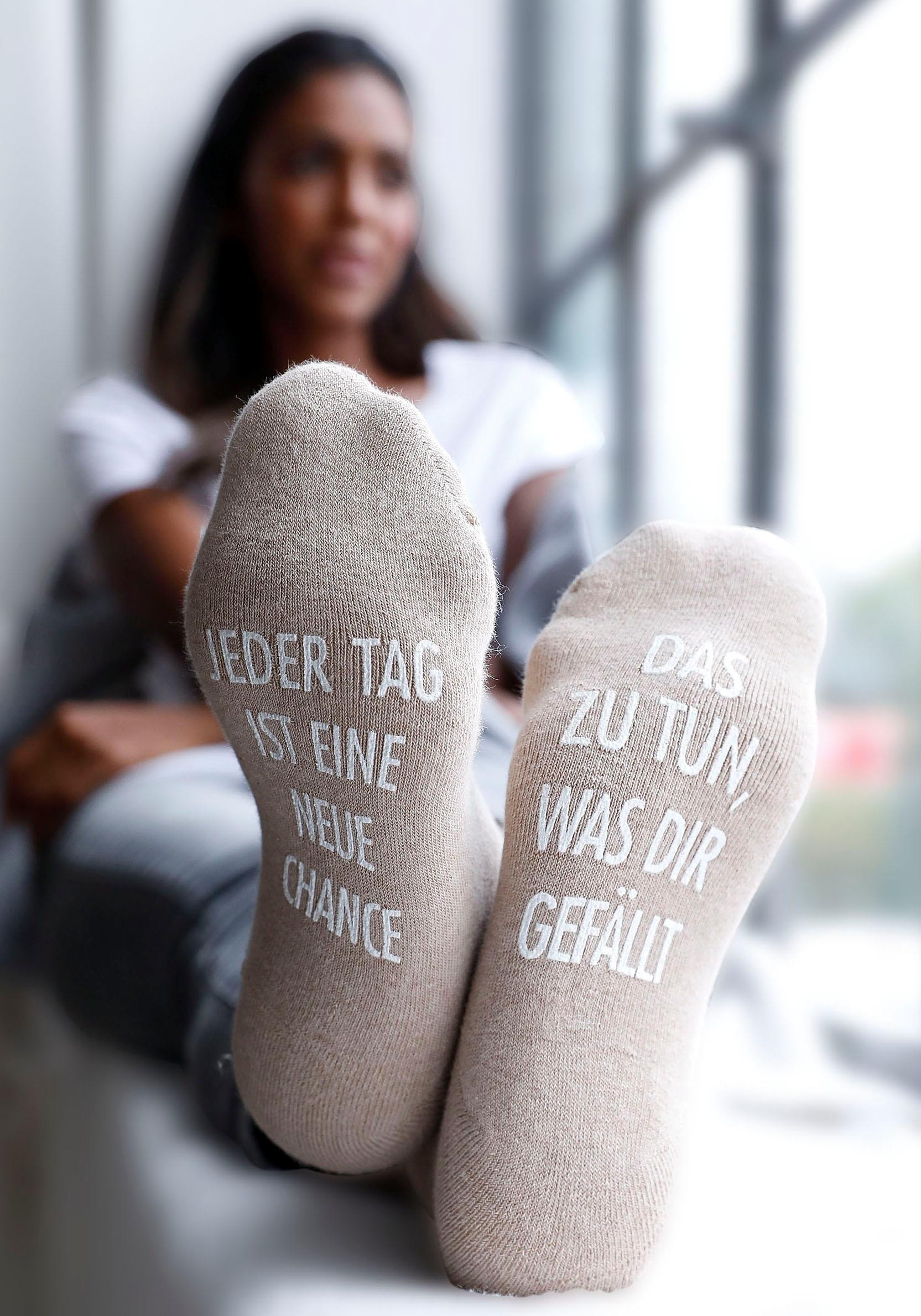 Arizona Kuschelsocken, (Set, 3 Paar), mit Antirutsch in Form eines Spruches  ▷ für | BAUR