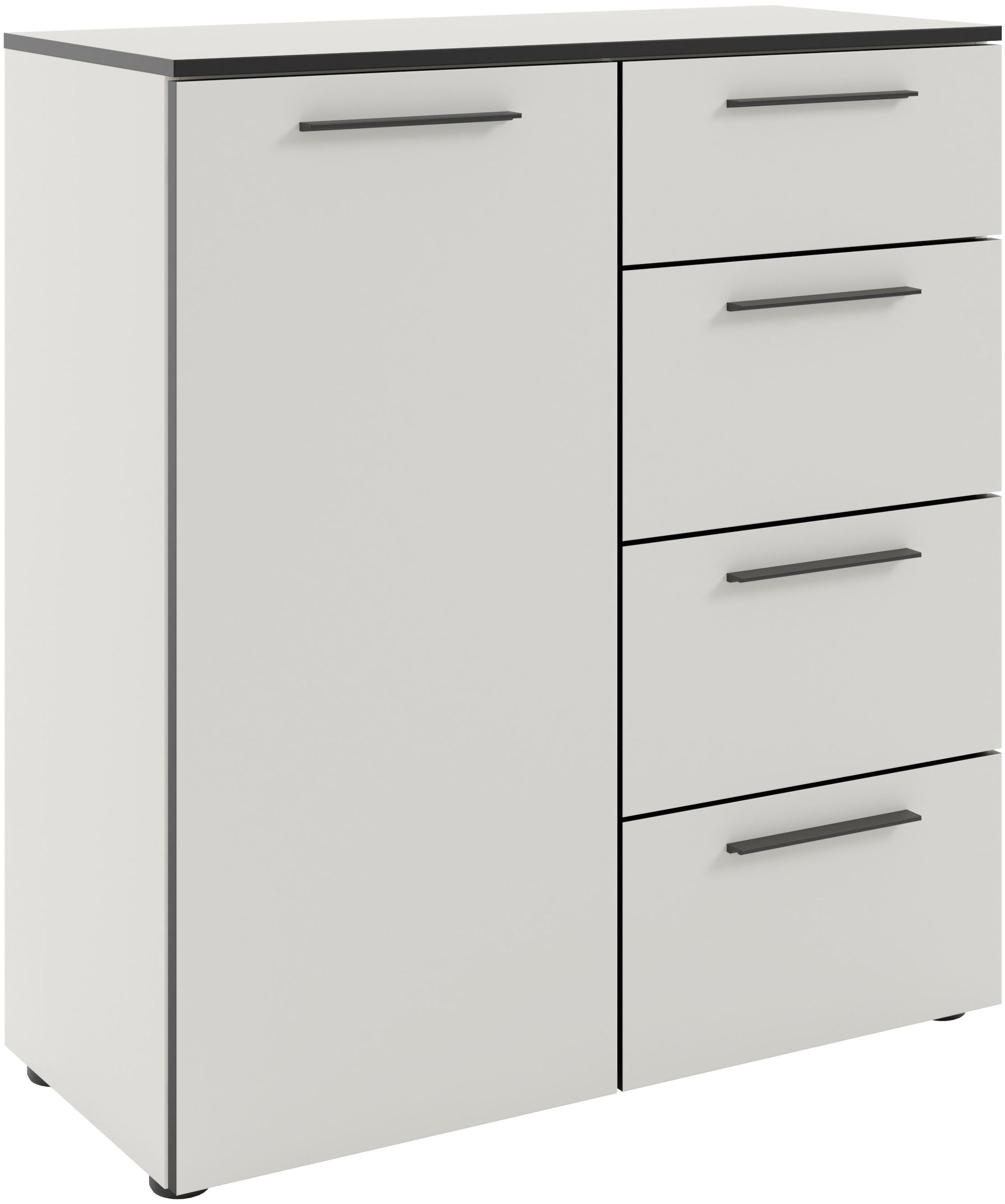 Thumbnail - Manjana Möbel Kommode "mit Schwarz matten Metallgriffen in verschiedenen Ausführungen" mit Soft-Close-Funktion, mit mela...