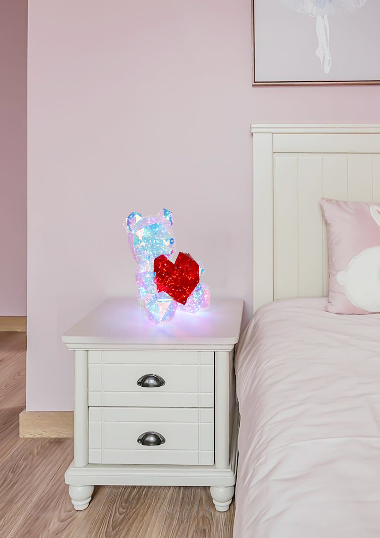GLOBO LIGHTING Tischleuchte »BRONDAR« LED-Modul 1 Stk. Kaltweiß Tischleuchte Klar/Rot, Kristalleffekt, USB, LED
