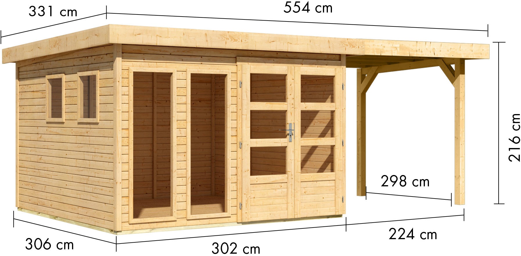 KONIFERA Gartenhaus »Pentus 6« inkl. Anbaudach