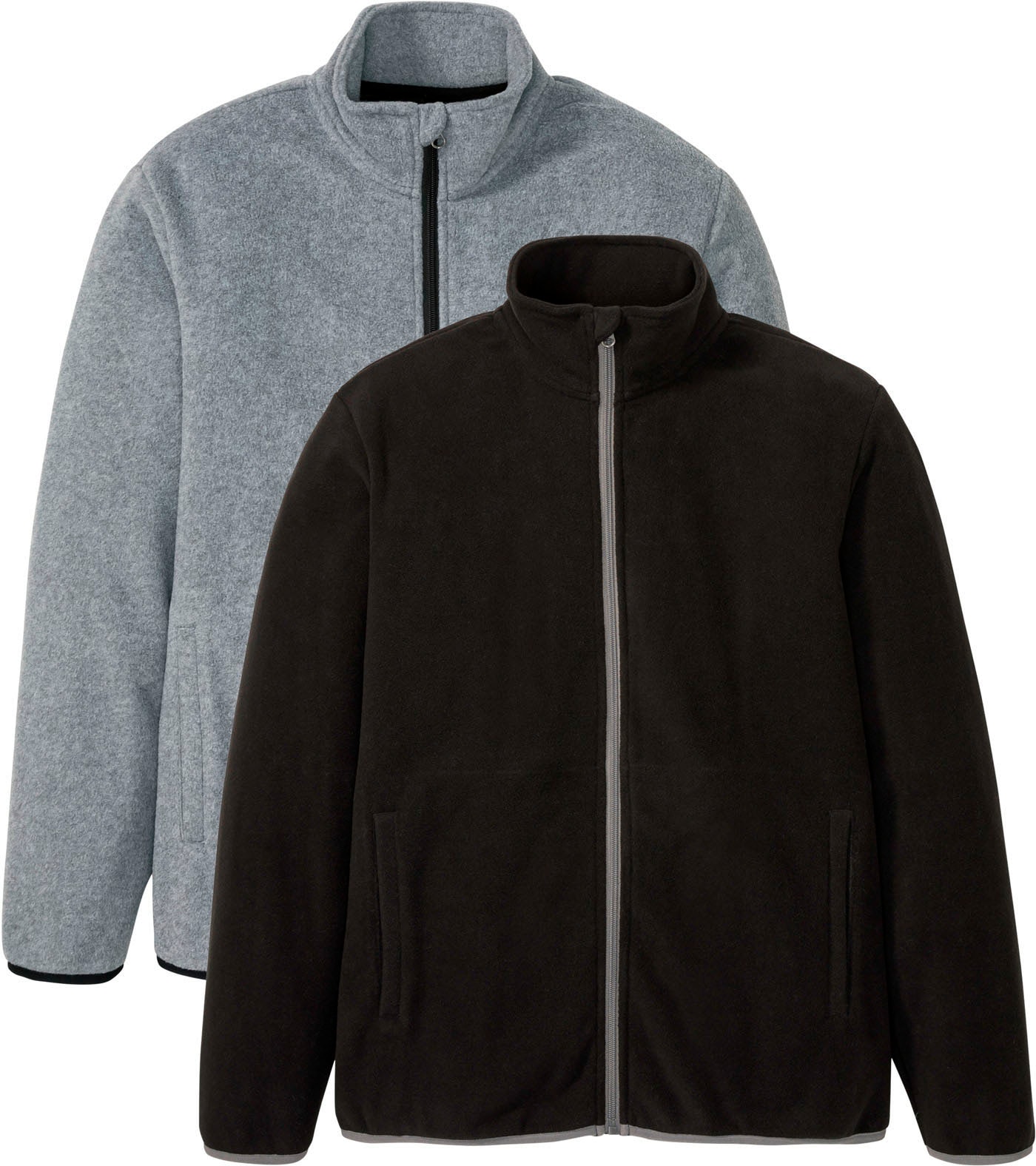 bonprix Fleecejacke Packung, 2 Stk. tlg. ohne Kapuze im 2er-Pack, Regular Fit, hüftbedeckend, mit Reißverschluss