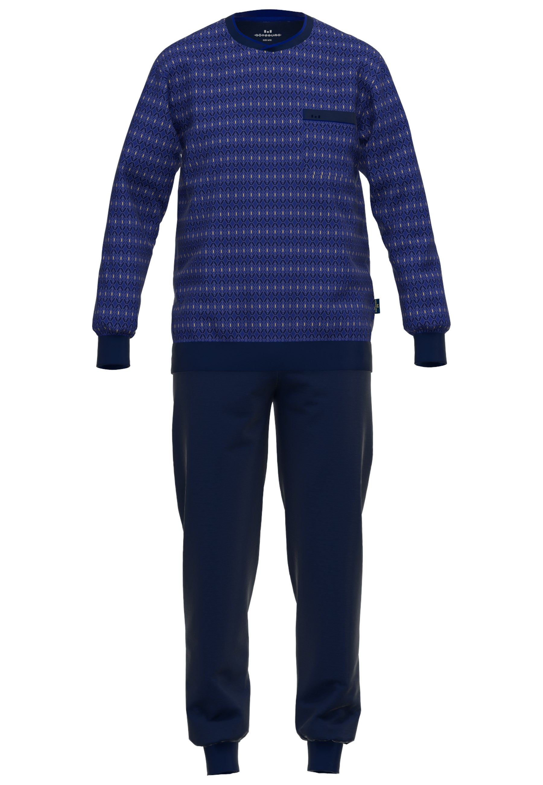 GÖTZBURG Pyjama, (2 tlg.), Brusttasche, Rundhalsausschnitt, Langarm günstig online kaufen