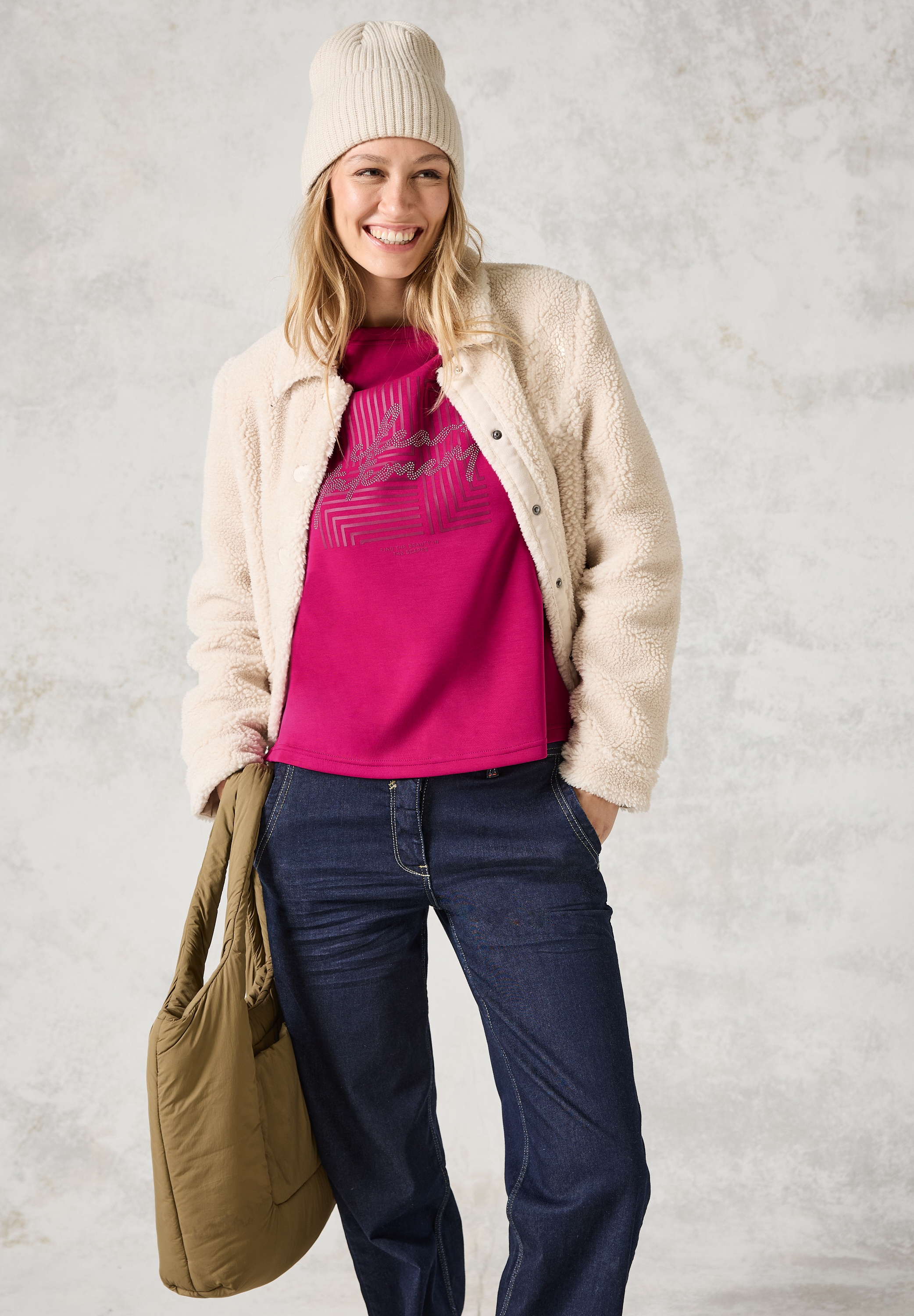 Cecil 3/4-Arm-Shirt mit U-Boot-Ausschnitt