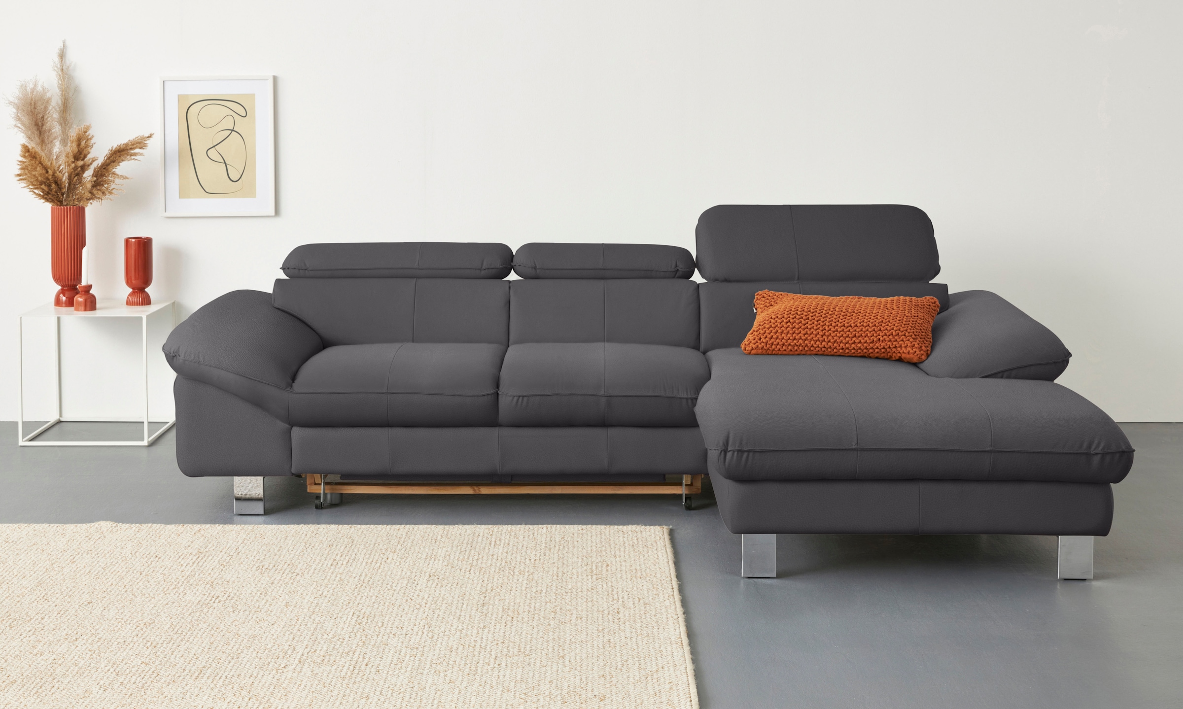 COTTA Ecksofa "Driver L-Form, B:268 cm, moderne Couch mit Wellenunterfederung" Kopfteilverstellung, optional Schlaffunktion & Bettkasten
