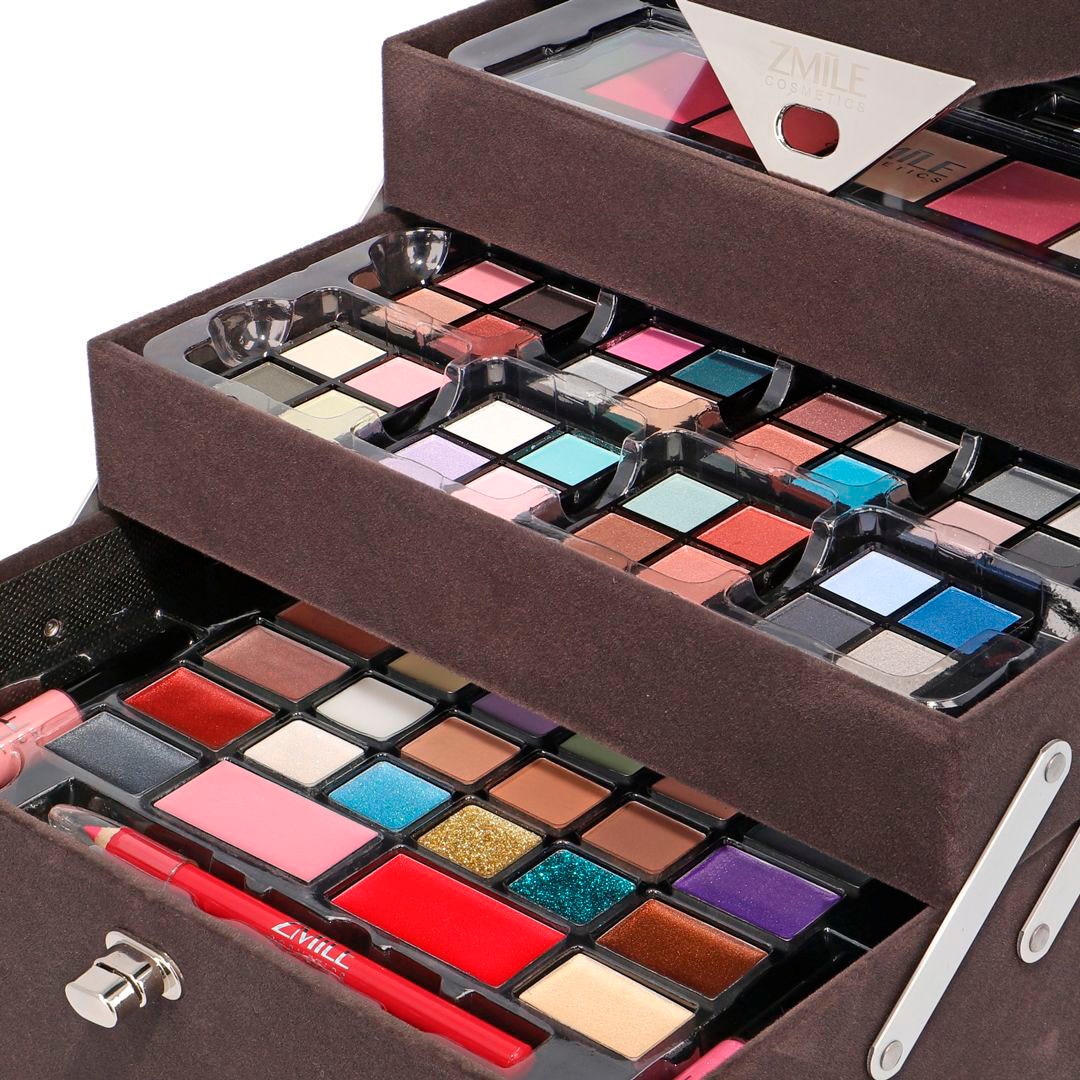 ZMILE COSMETICS Kosmetik-Koffer »'Beauty Case Velvety' (dark grey)«, (72 tlg.), vegane Kosmetik