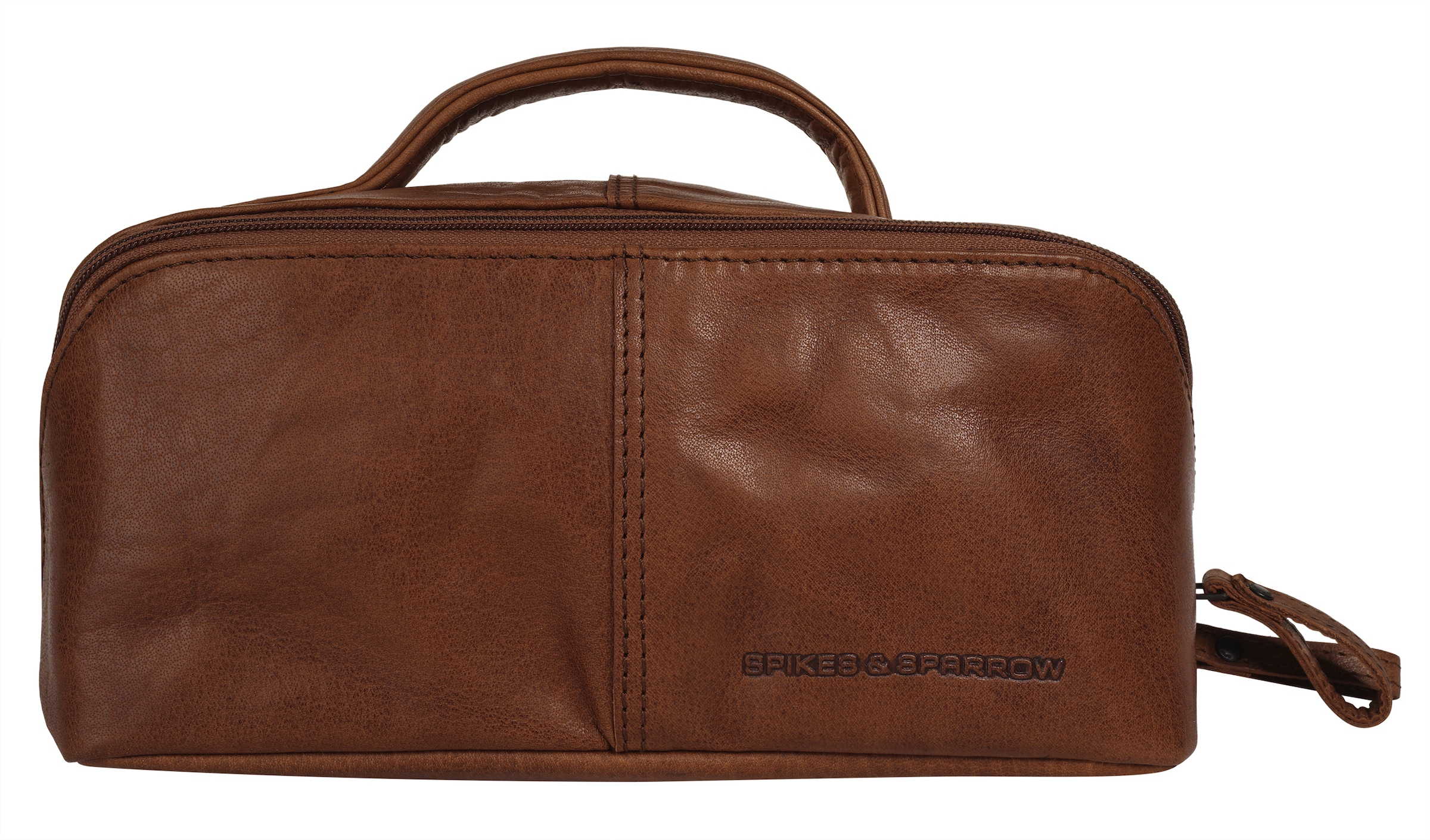 Kulturbeutel "SPIKES & SPARROW Herren, Damen Kulturtasche echt Leder", SPIKES & SPARROW, braun, Leder, Taschen, echt Leder