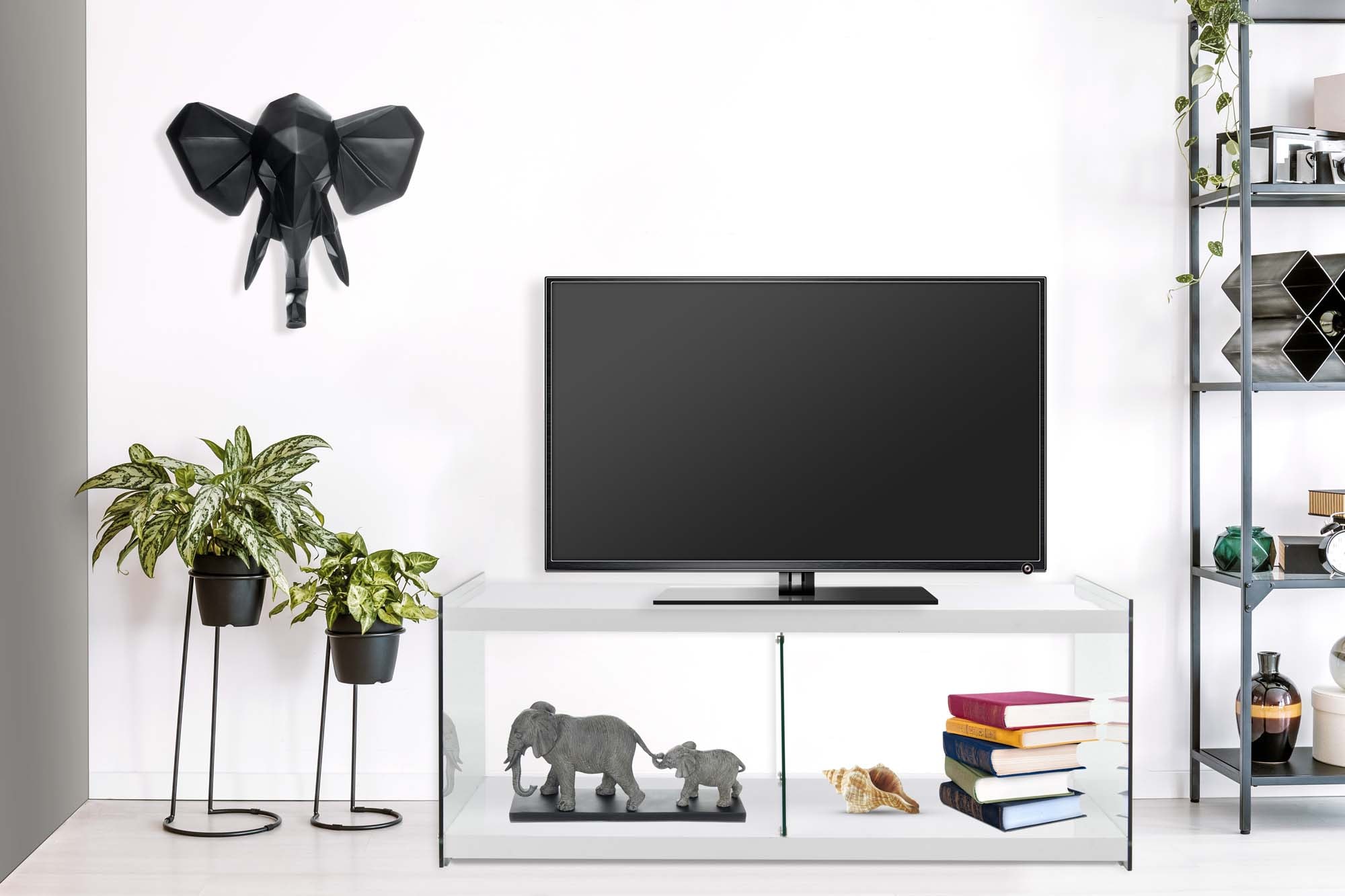 Kayoom TV-Schrank »TV-Tisch Elementary, eckige Form, viel Ablagefläche«, (1 St.), TV-Tisch, gehärtetes Glas, pflegeleicht