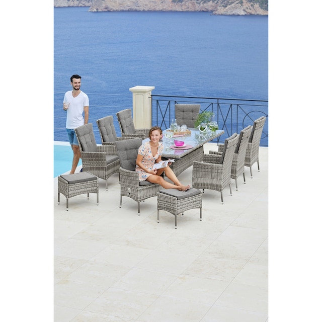 KONIFERA Garten-Essgruppe »Belluno«, (17 tlg.), 8 Sessel, Tisch 200x100 cm,  Polyrattan | BAUR