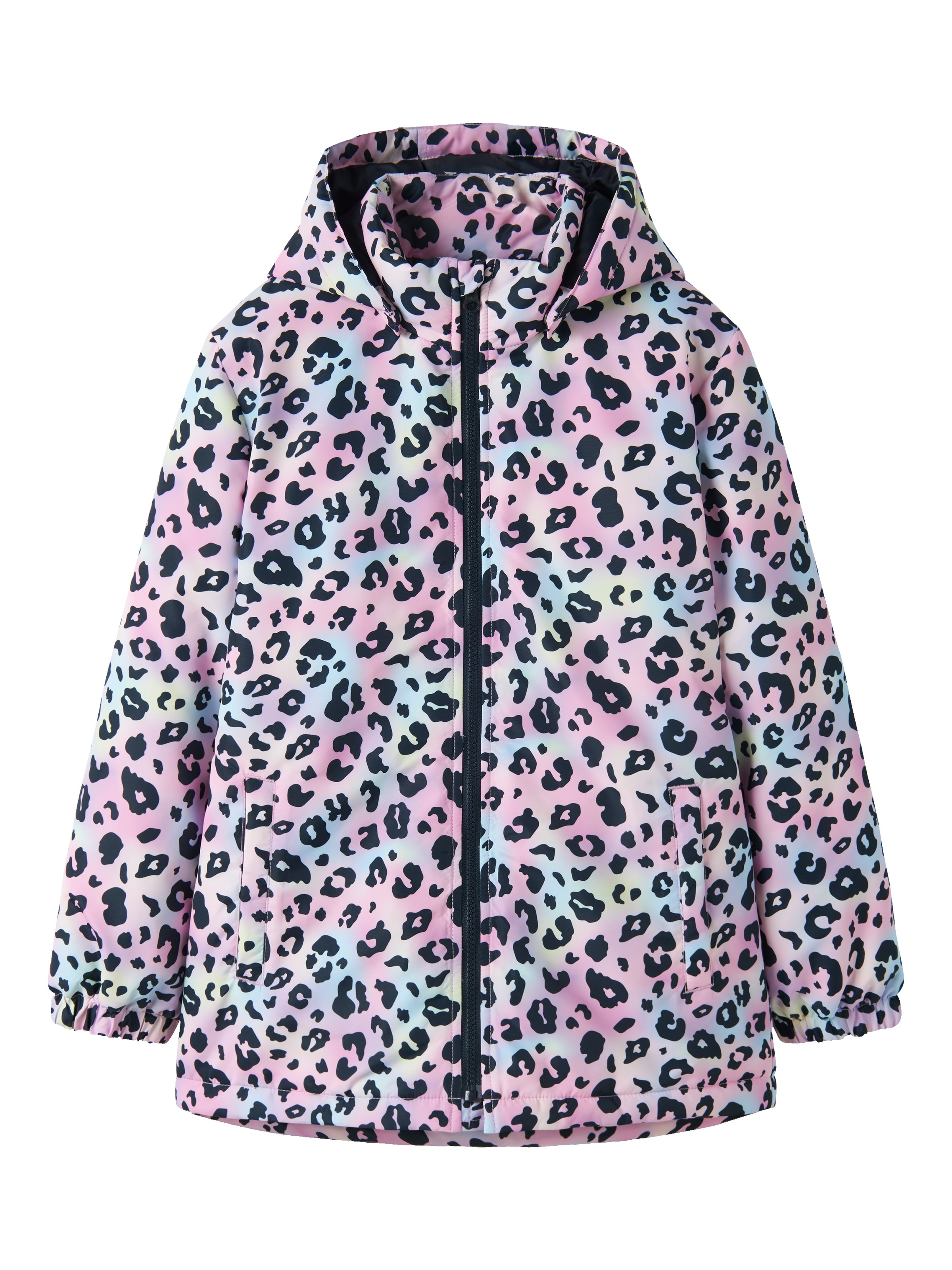Name It Outdoorjacke "NKFMAXI JACKET PA AOP NOOS" mit Kapuze Kunstfaser, reflektierendes Detail, wasserabweisend