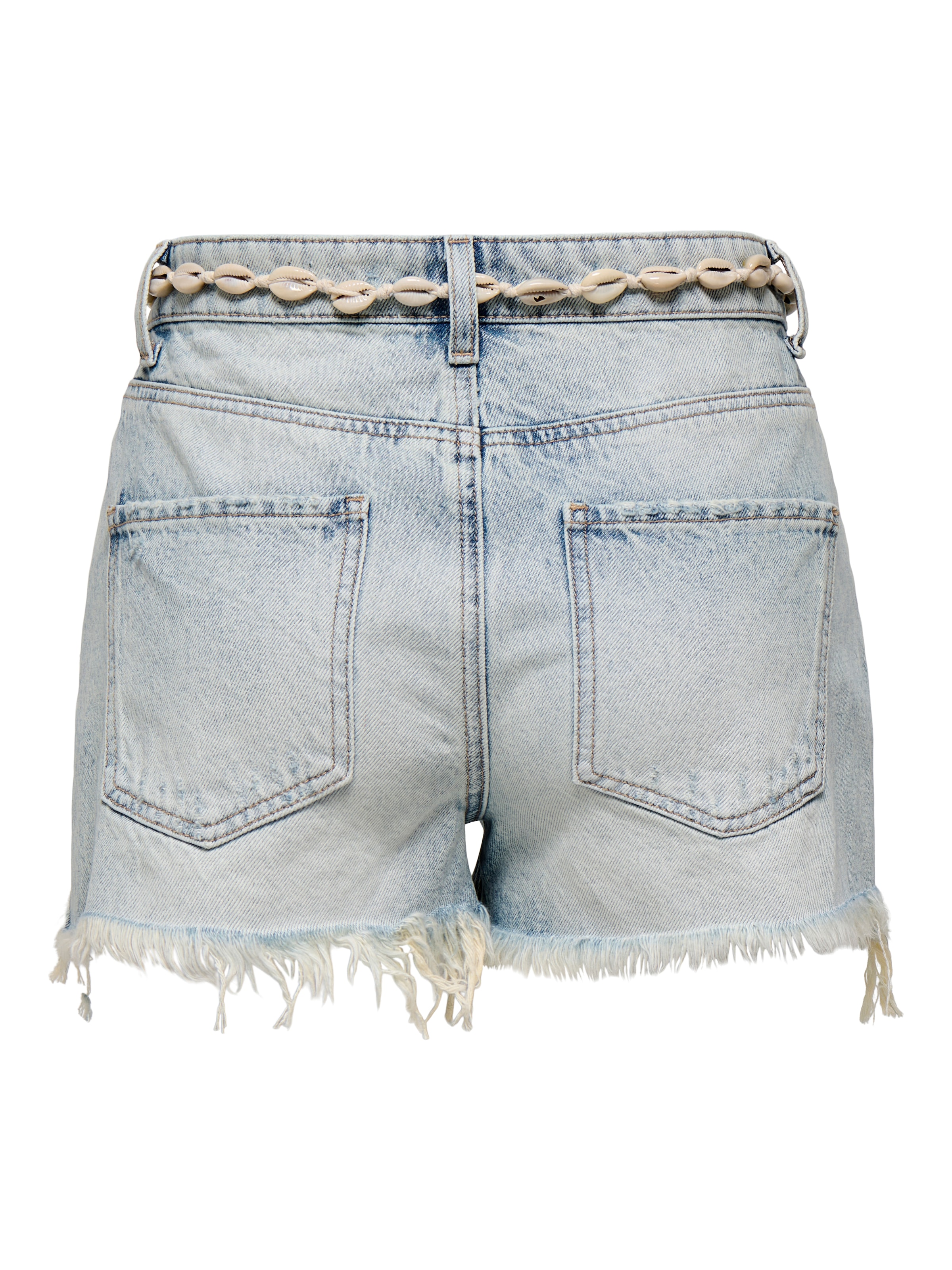 ONLY Jeansshorts »ONLZUMA HW SHELL BELT DNM SHORTS BJ«, mit Destroyed Effekt und ausgefranstem Saum