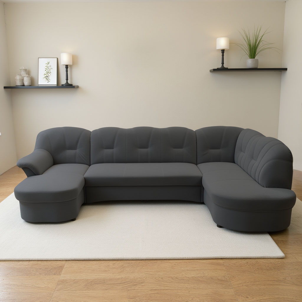 DOMO collection Wohnlandschaft "FLORES 293x180x86 cm, hochwertig, komfortabel, U-Form" wahlw. mit Bettfunktion, wahlw. mit Federkern, Unser Dauertiefpreis