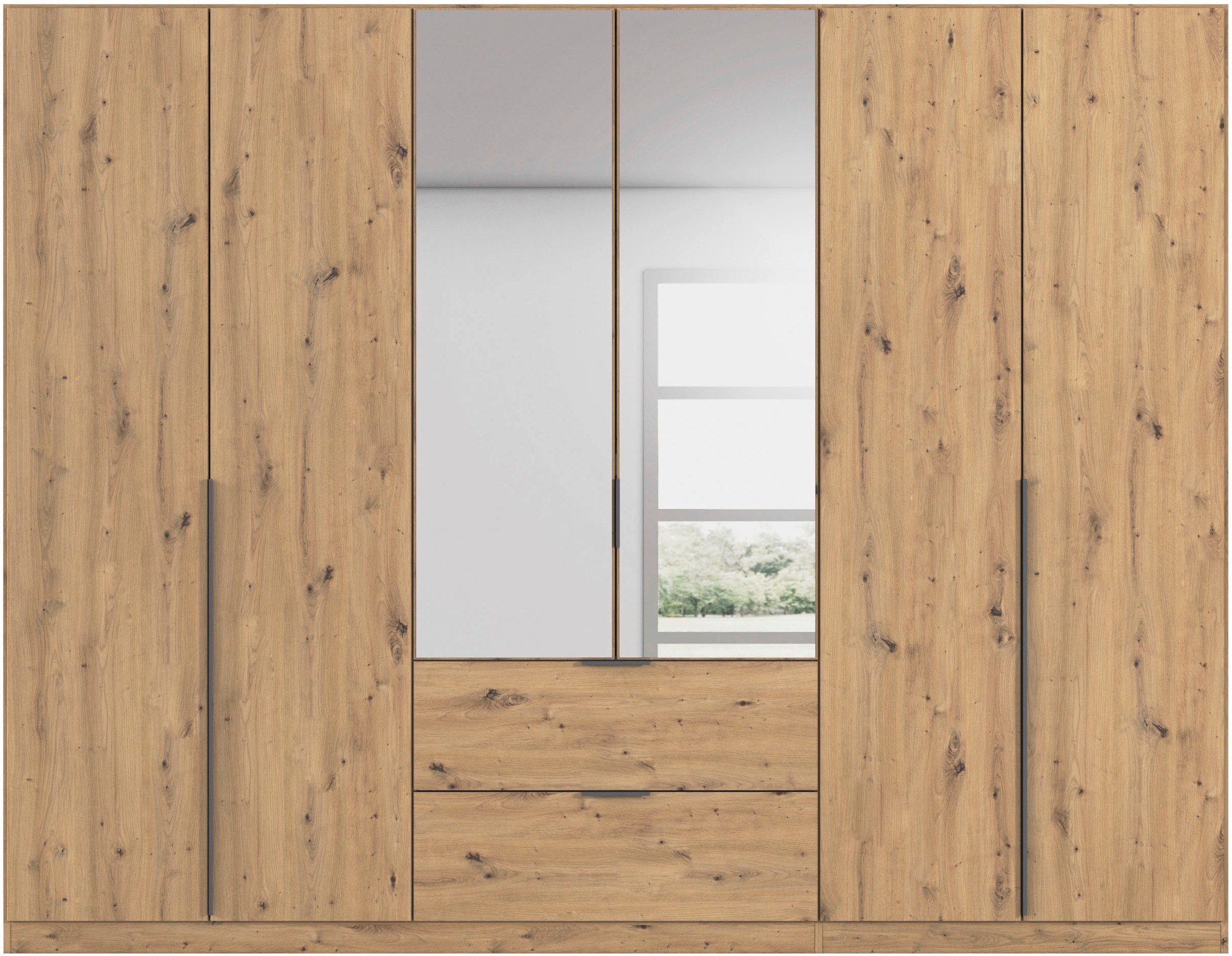 rauch Drehtürenschrank »Kleiderschrank Schrank Garderobe AGORDO mit Dekor- oder Hochglanzfront«, (in zwei Griff-Farben, Breiten 91-360 cm), mit Außenschubkästen, in 7 Breiten und 2 Höhen MADE IN GERMANY
